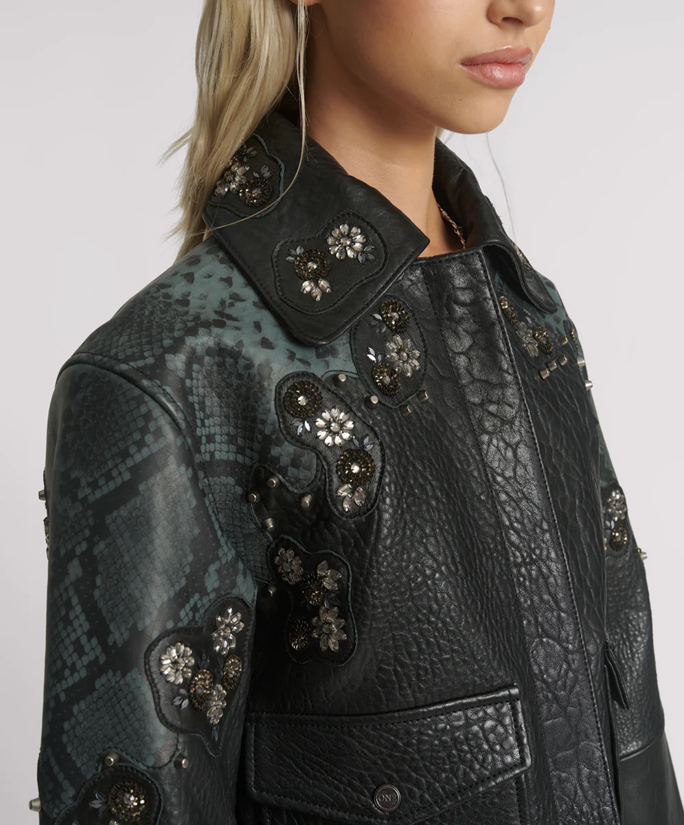 Matador Leather Cropped Jacket - Black - Image 6