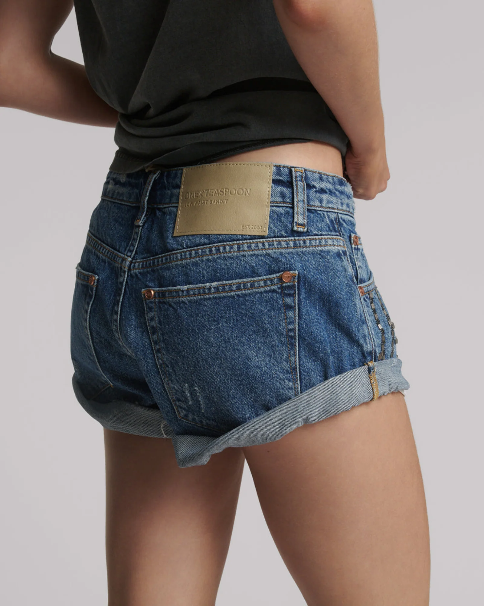 Bandits Low Waist Embellished Denim Shorts - Blue Thunder - Image 6