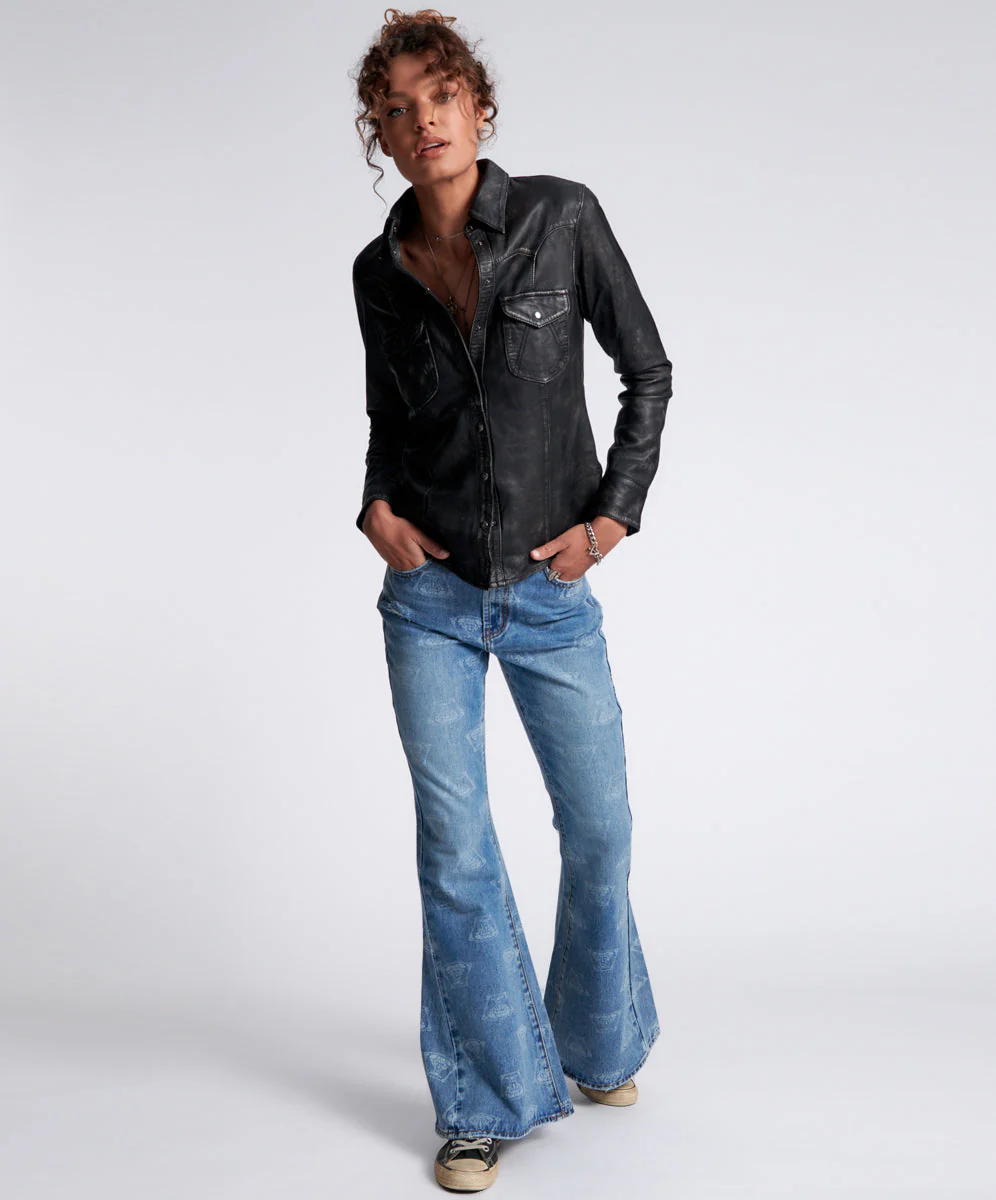 Marines Mid Waist Flared Denim Jeans - Medusa
