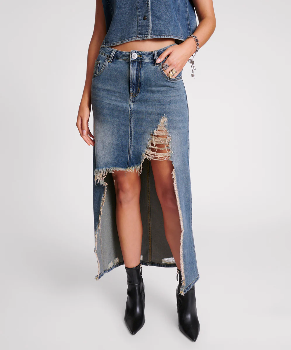 Memphis High Waist Shredded Maxi Skirt - Memphis - Image 2