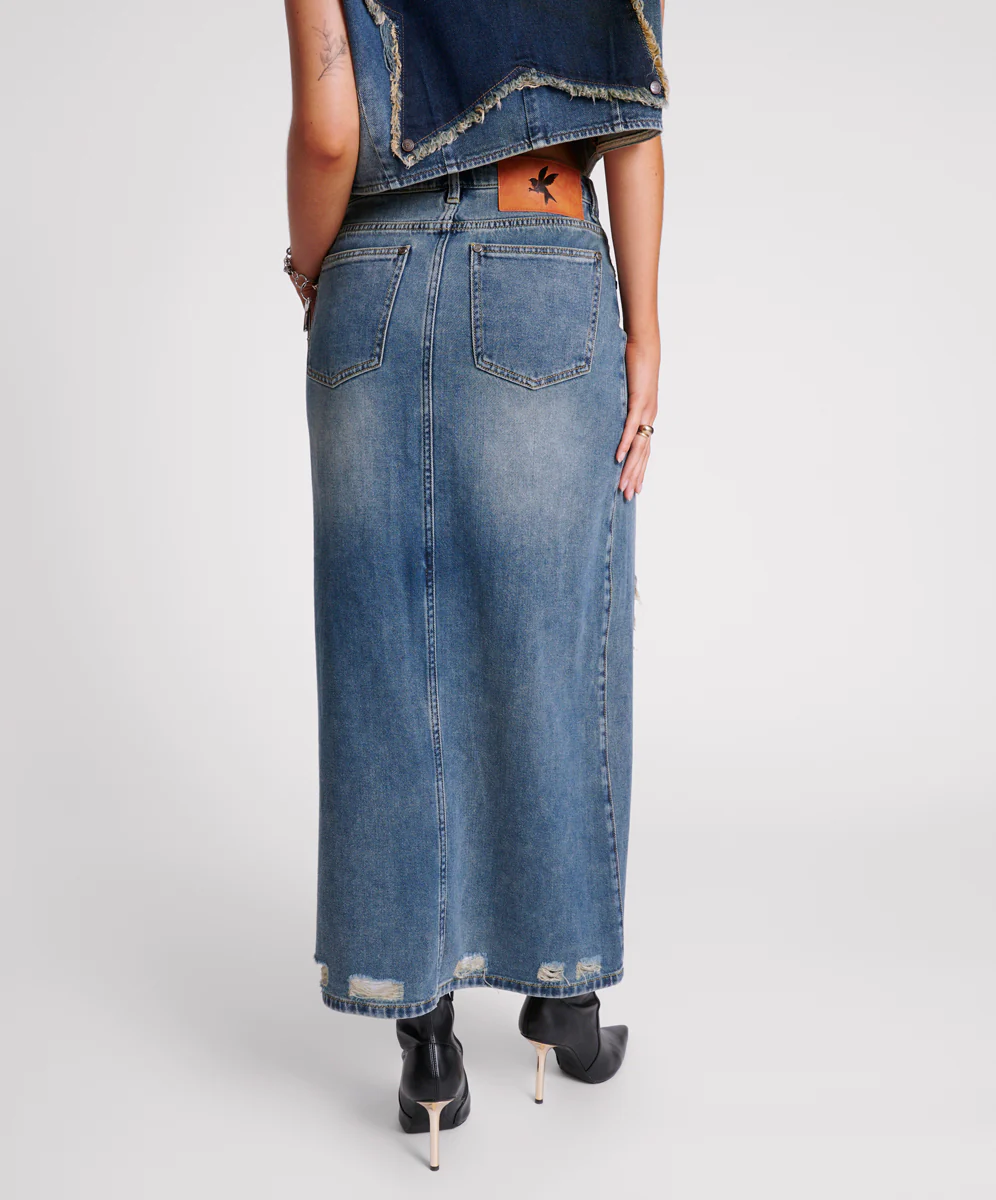 Memphis High Waist Shredded Maxi Skirt - Memphis - Image 5
