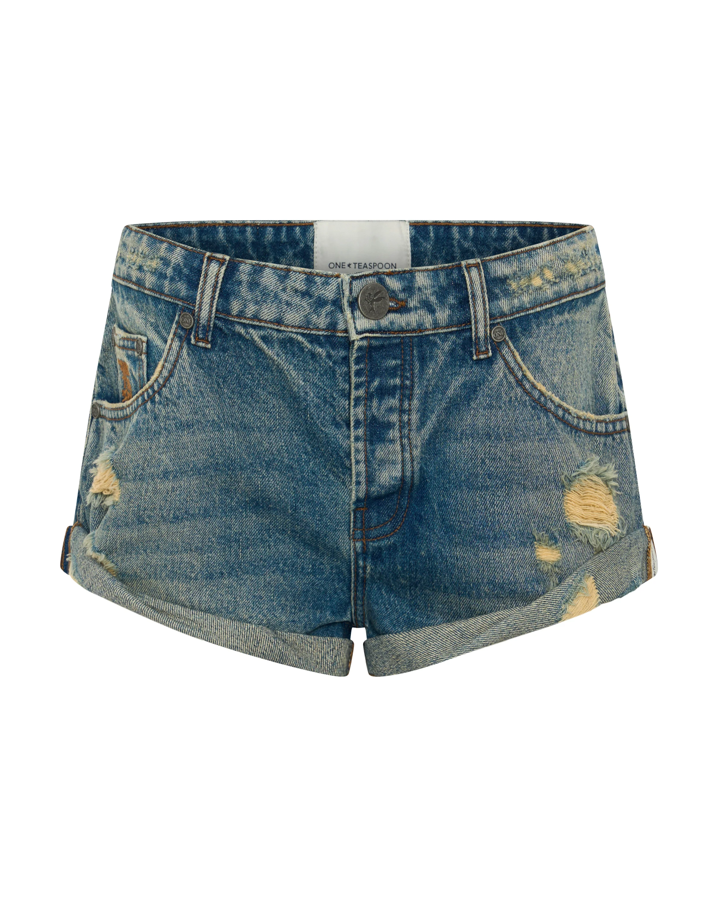 Messed Up Bandits Low Waist Denim Shorts - Blue Dune - Image 10