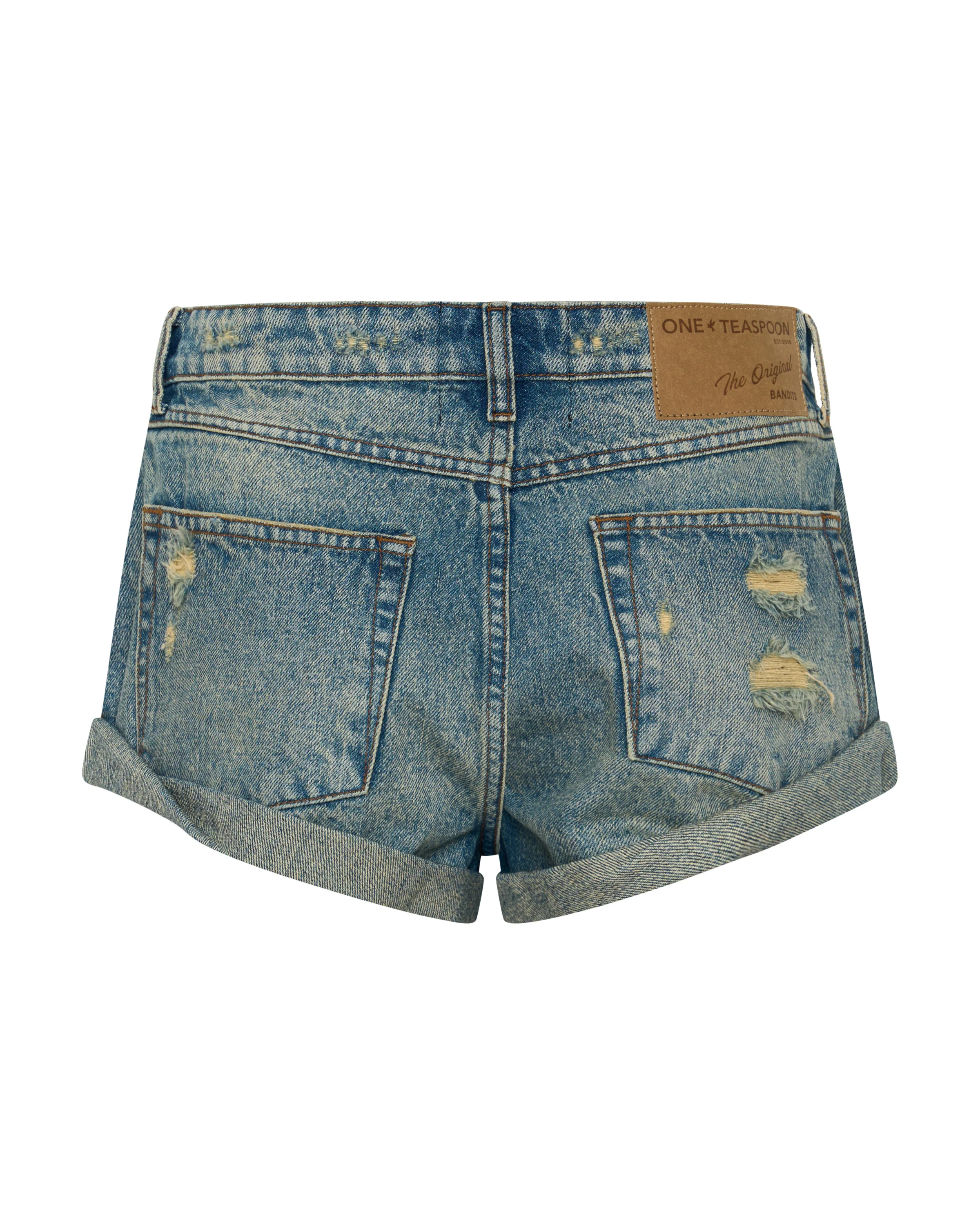 Messed Up Bandits Low Waist Denim Shorts - Blue Dune - Image 11