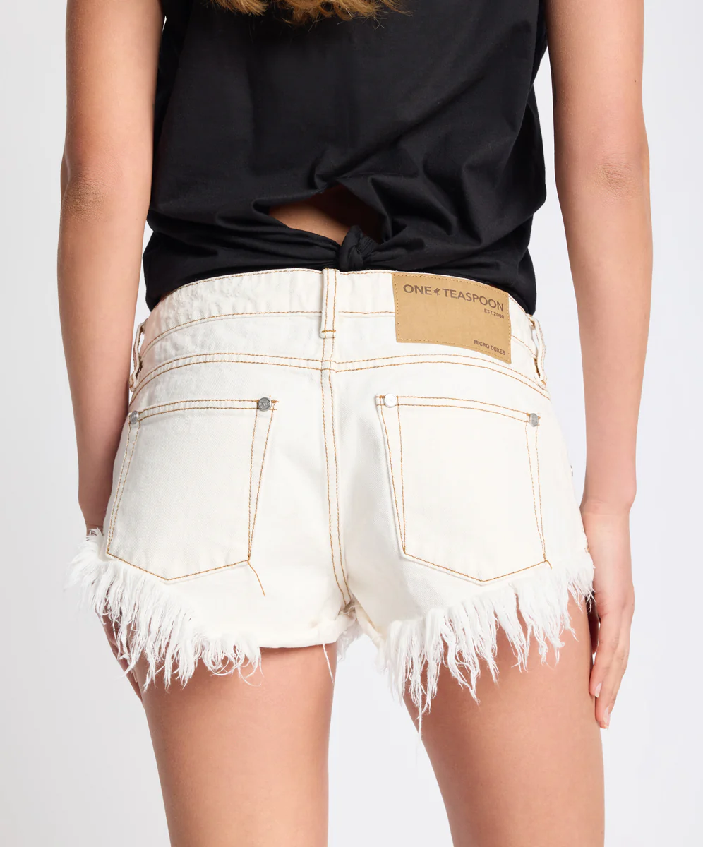 Micro Dukes Low Waist Mini Denim Shorts - White Beauty - Image 6