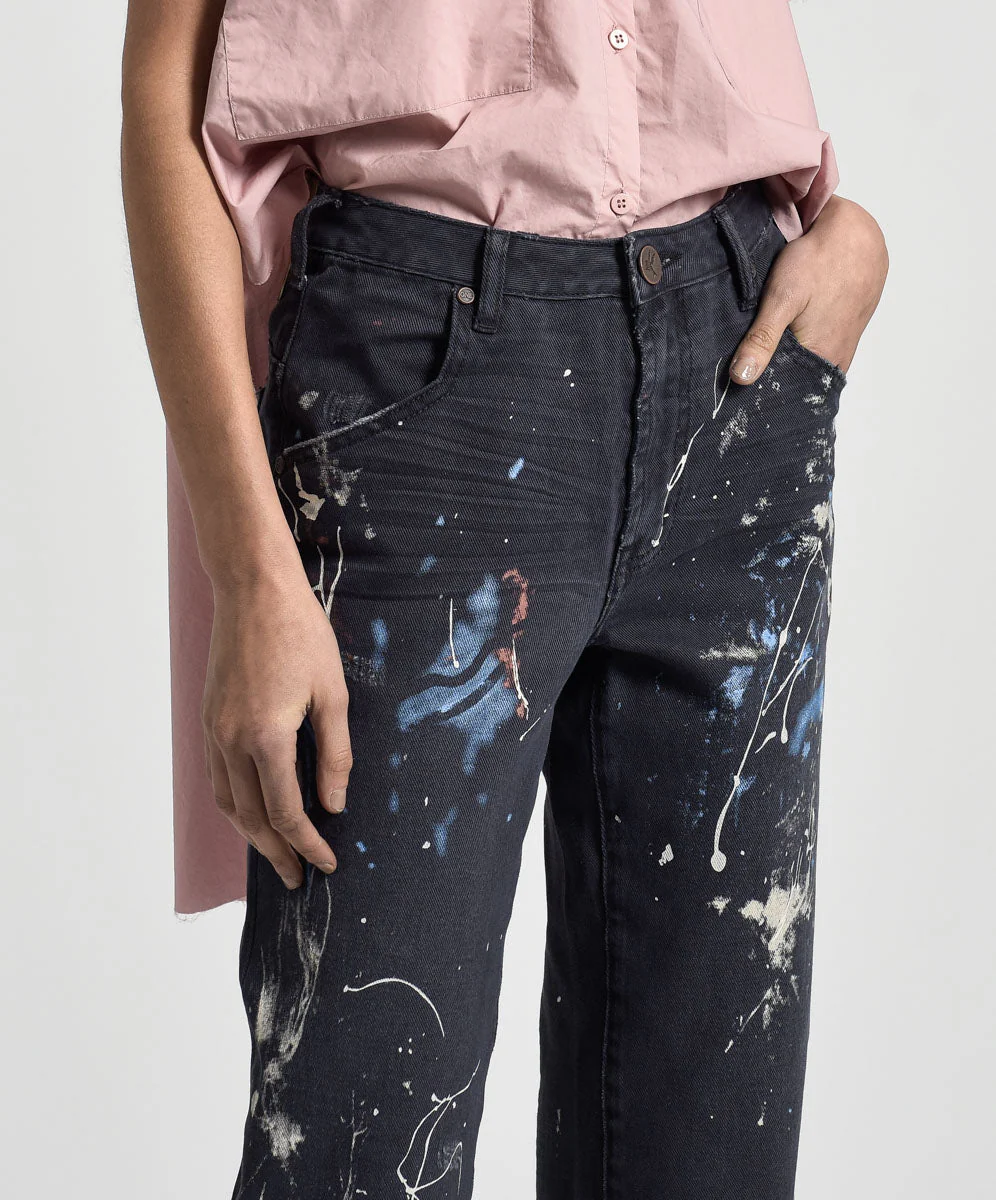 Libertines High Waist Cropped Wide Leg Denim Jeans - Midnight Artiste - Image 4