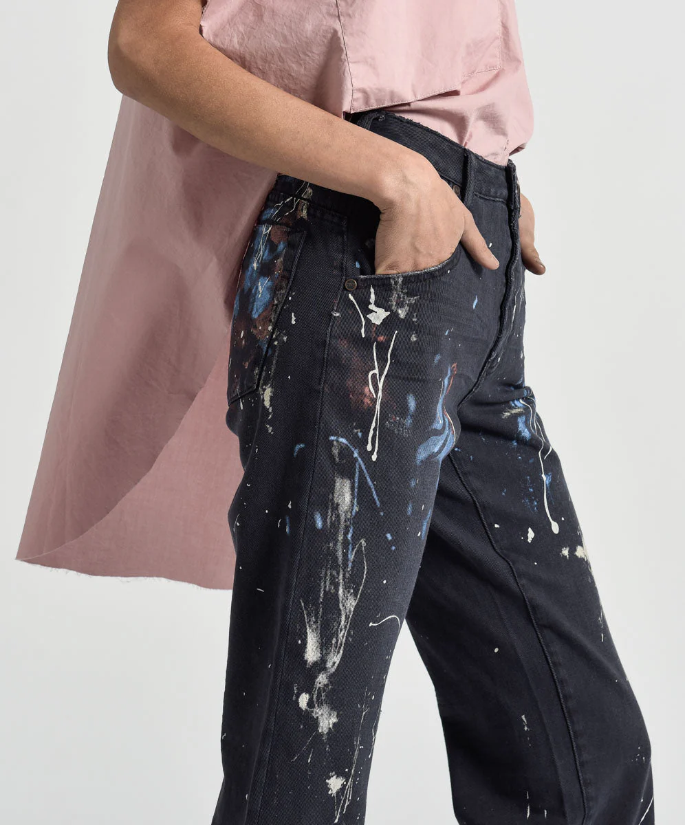 Libertines High Waist Cropped Wide Leg Denim Jeans - Midnight Artiste - Image 5