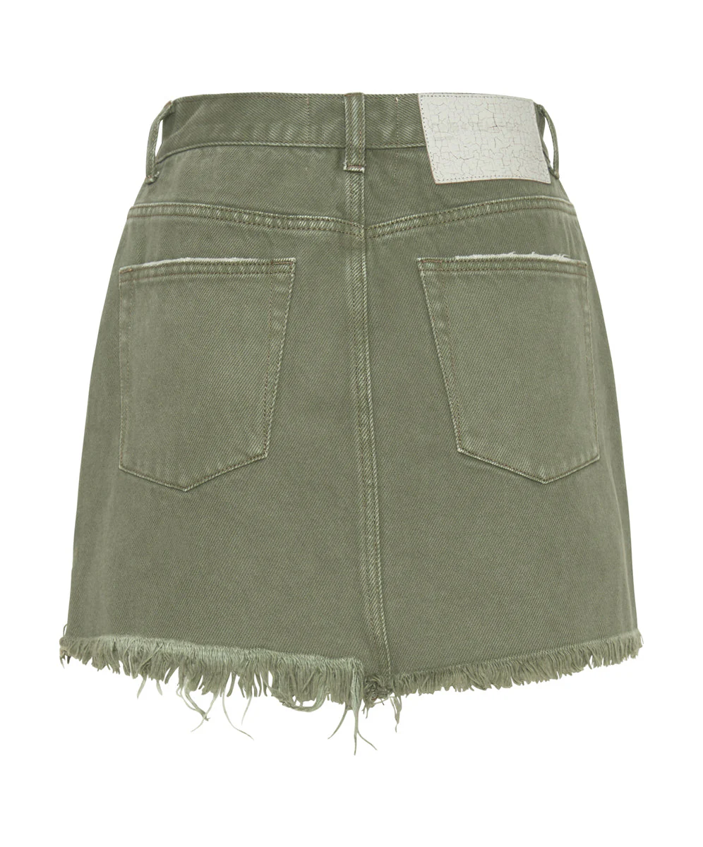 2020 High Waist Mini Denim Skirt - Military Khaki - Image 7