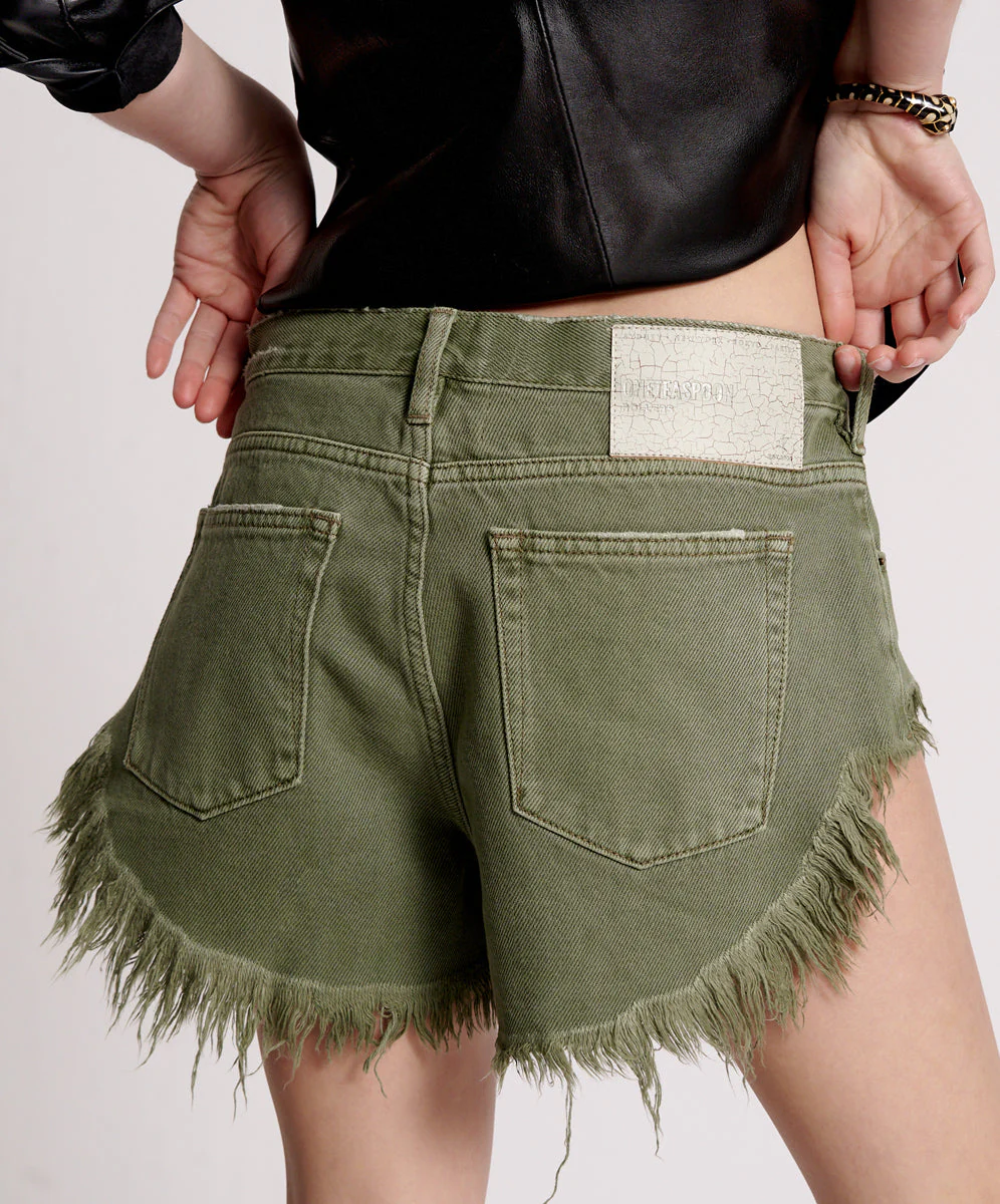 Rollers Low Waist Denim Shorts - Military Khaki - Image 4