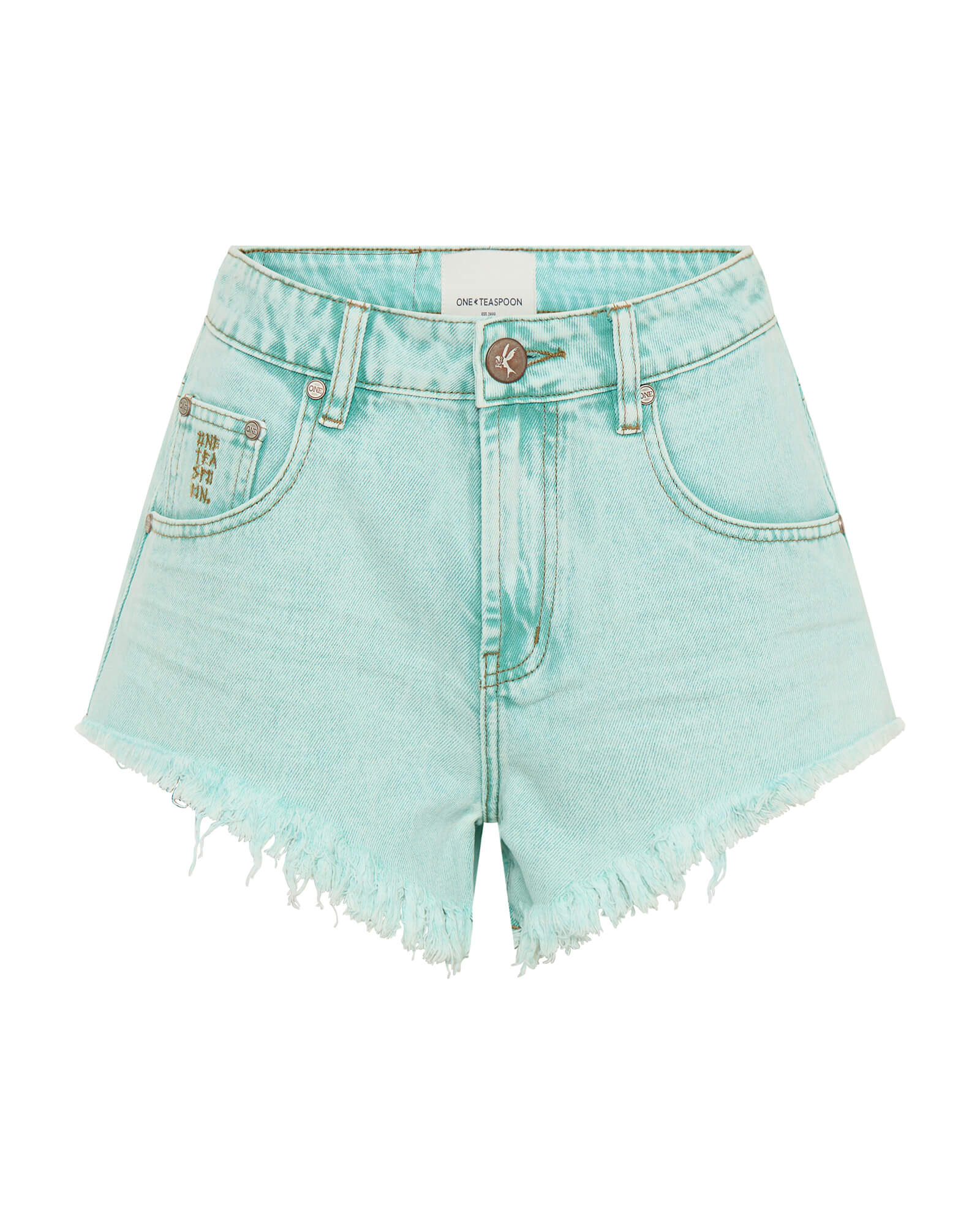 Renegades High Waist Denim Shorts - Mint - Image 8
