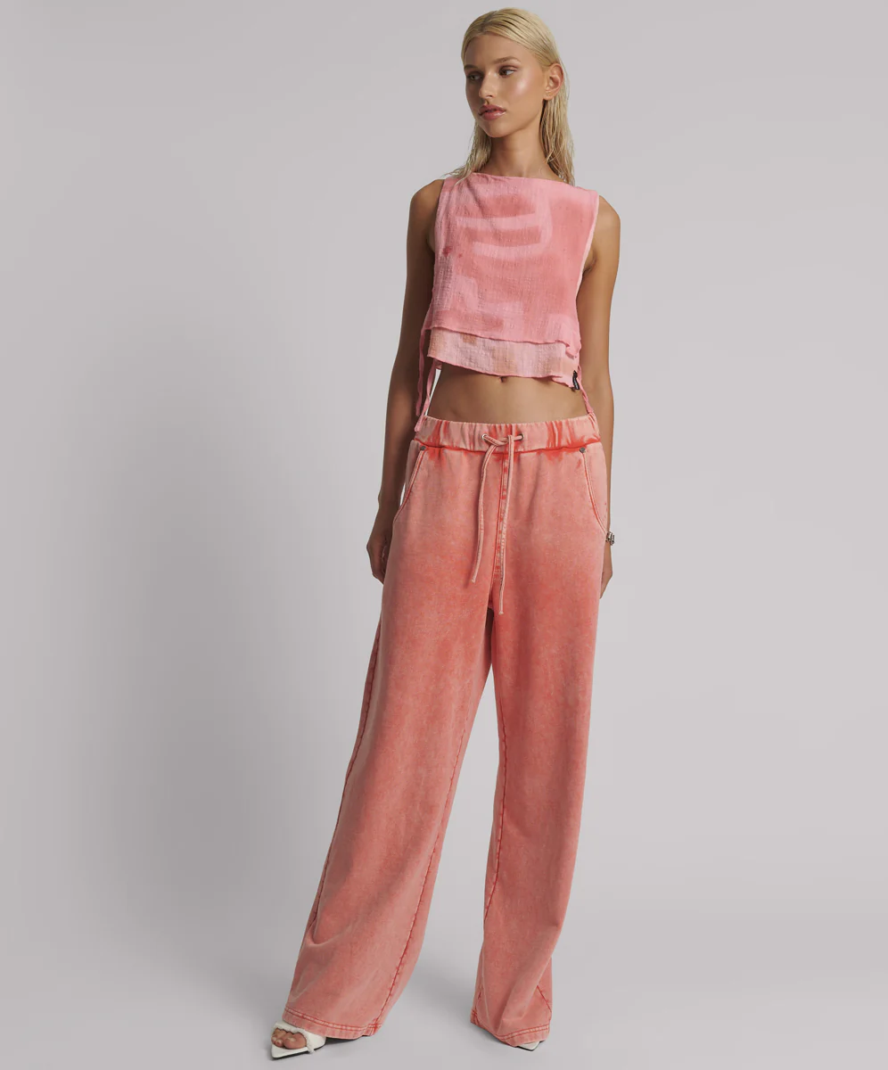Moai Hand Painted Muslin Double Layer Top - Pink - Image 5