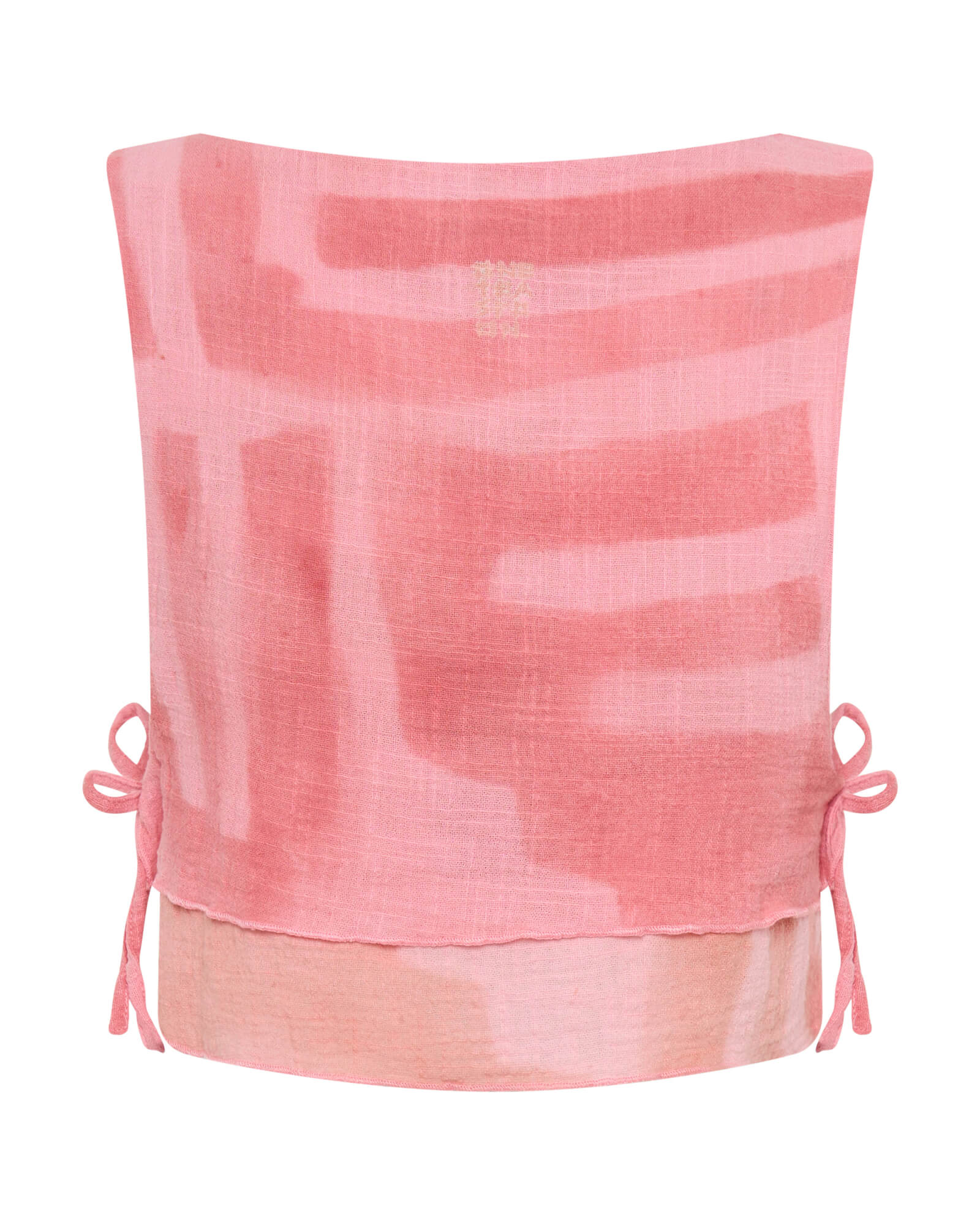 Moai Hand Painted Muslin Double Layer Top - Pink - Image 7