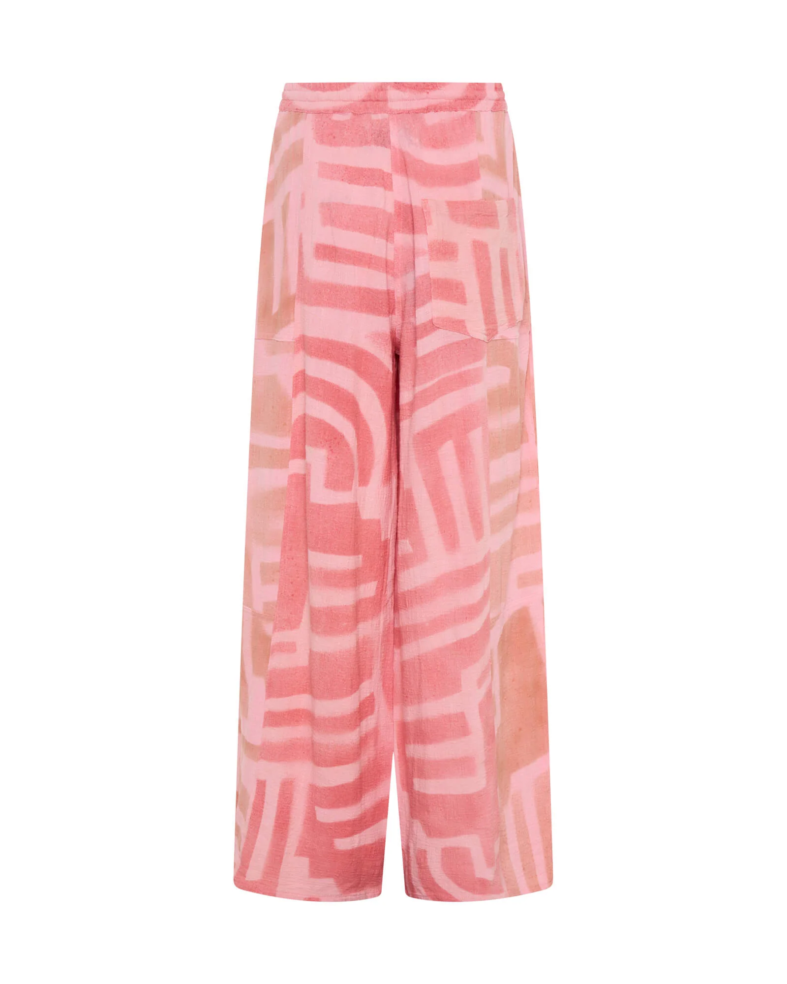 Moai Hand Painted Muslin Palazzo Pants - Pink - Image 7