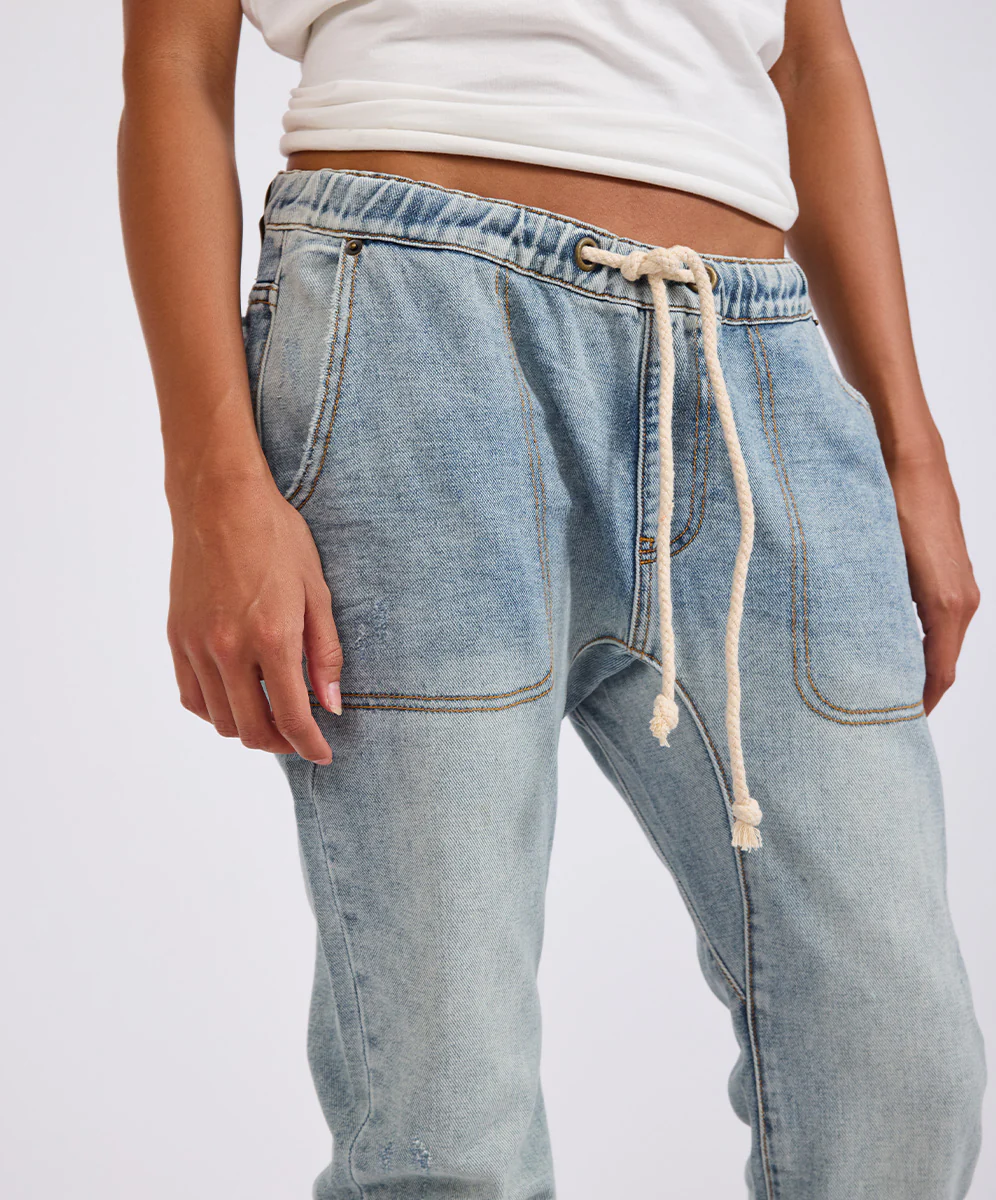 Shabbies Low Waist Drawstring Boyfriend Denim Jeans - Montana - Image 7