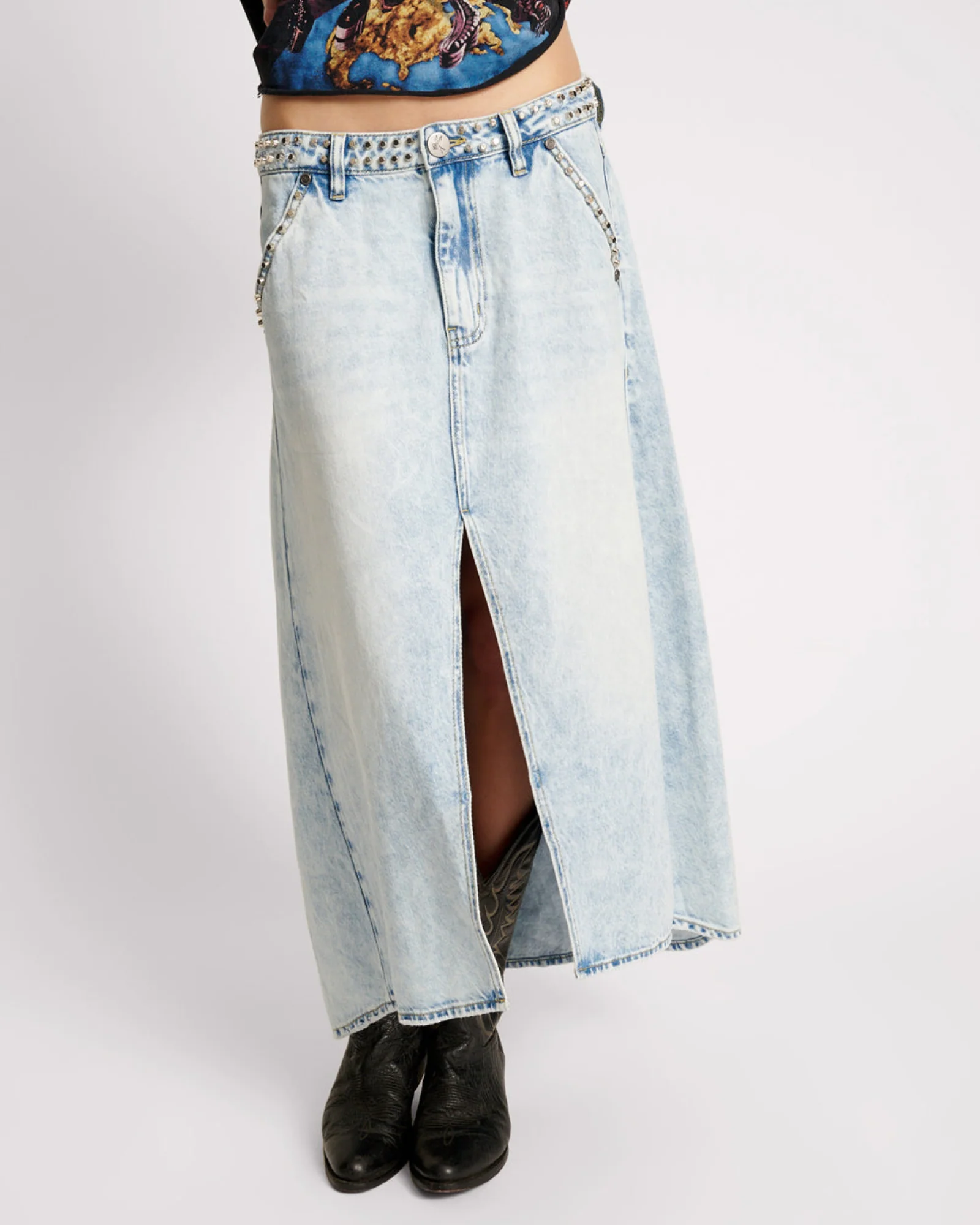 Mrs Carter Low Waist Long Denim Skirt - Image 2