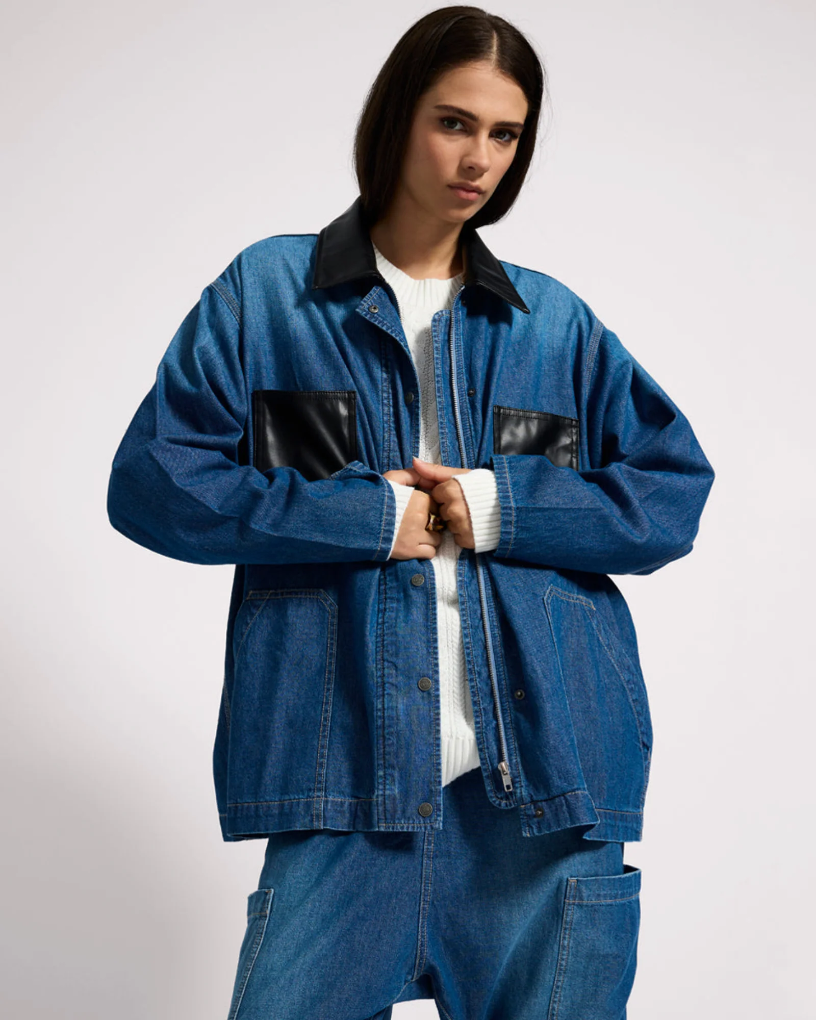 My Boyfriends Denim Shacket - Blue Pasadena - Image 10