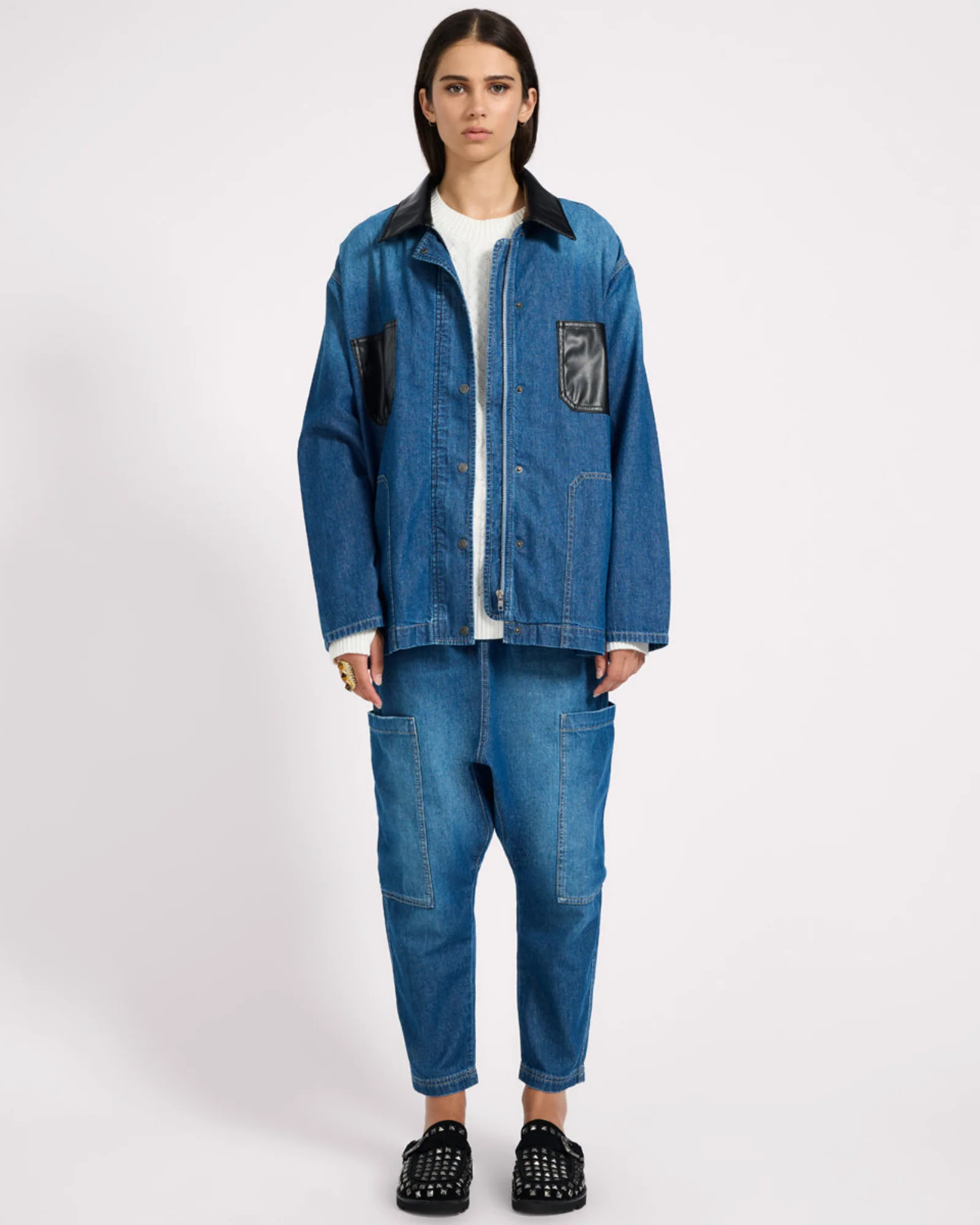 My Boyfriends Denim Shacket - Blue Pasadena - Image 3