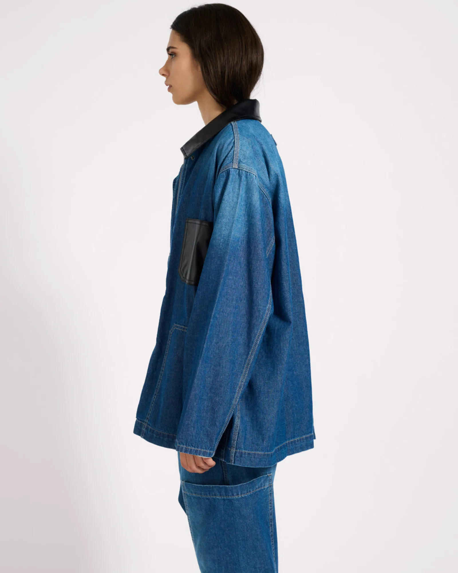 My Boyfriends Denim Shacket - Blue Pasadena - Image 5