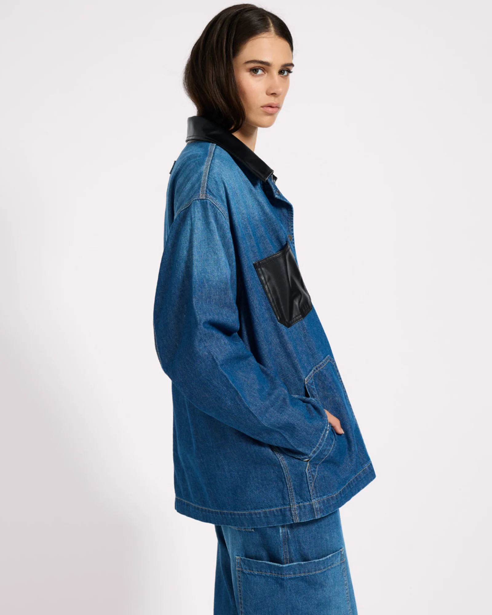 My Boyfriends Denim Shacket - Blue Pasadena - Image 7