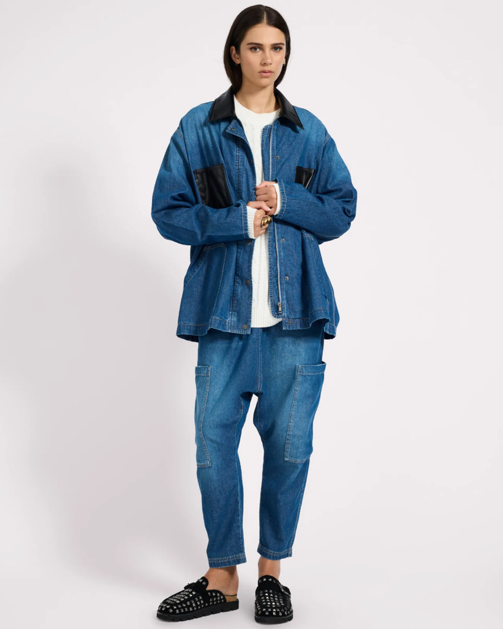 My Boyfriends Denim Shacket - Blue Pasadena - Image 9