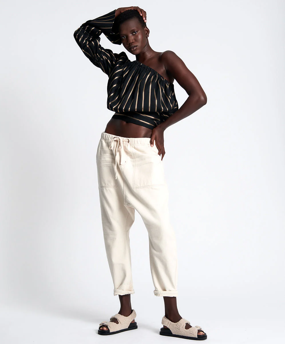 Shabby Kingpin Boyfriend Denim Jeans - Natural White