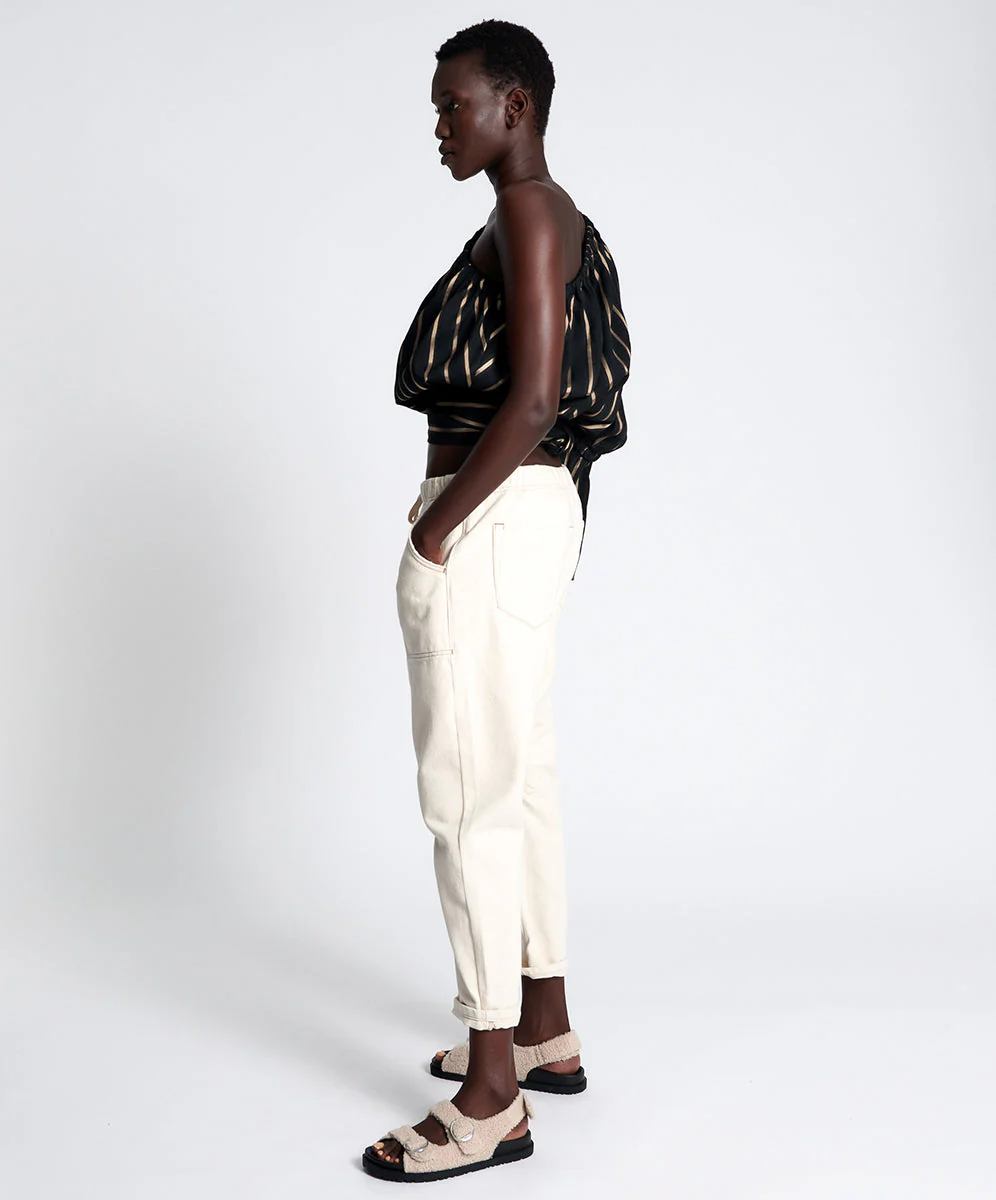 Shabby Kingpin Boyfriend Denim Jeans - Natural White - Image 3