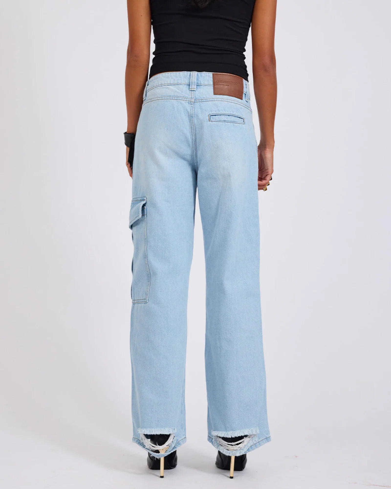 New Fiction Low Waist Wide Leg Cargo Denim Jeans - Image 5
