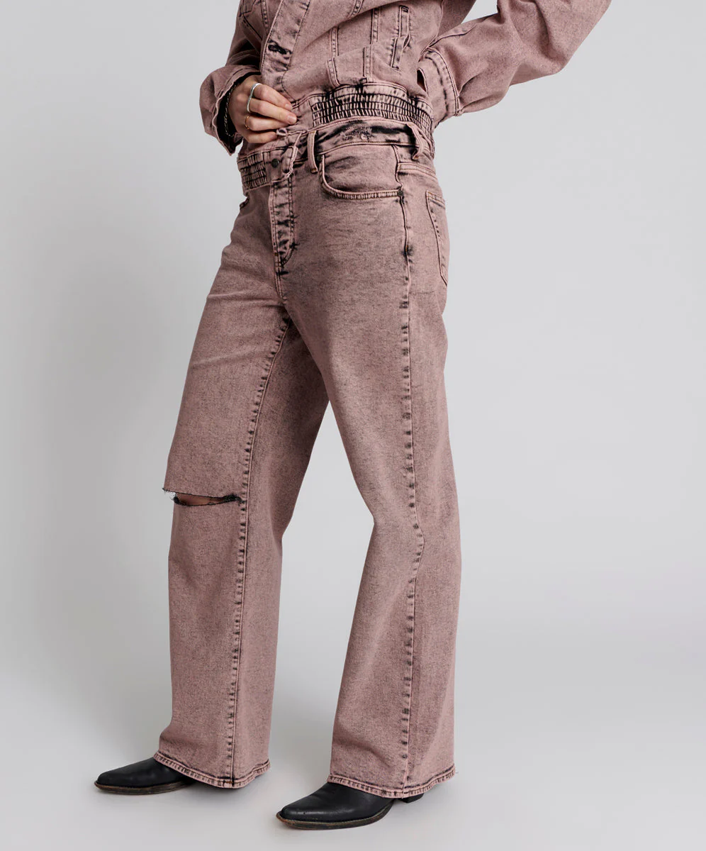 Jackson Mid Waist Wide Leg Denim Jeans - Night Haze - Image 3