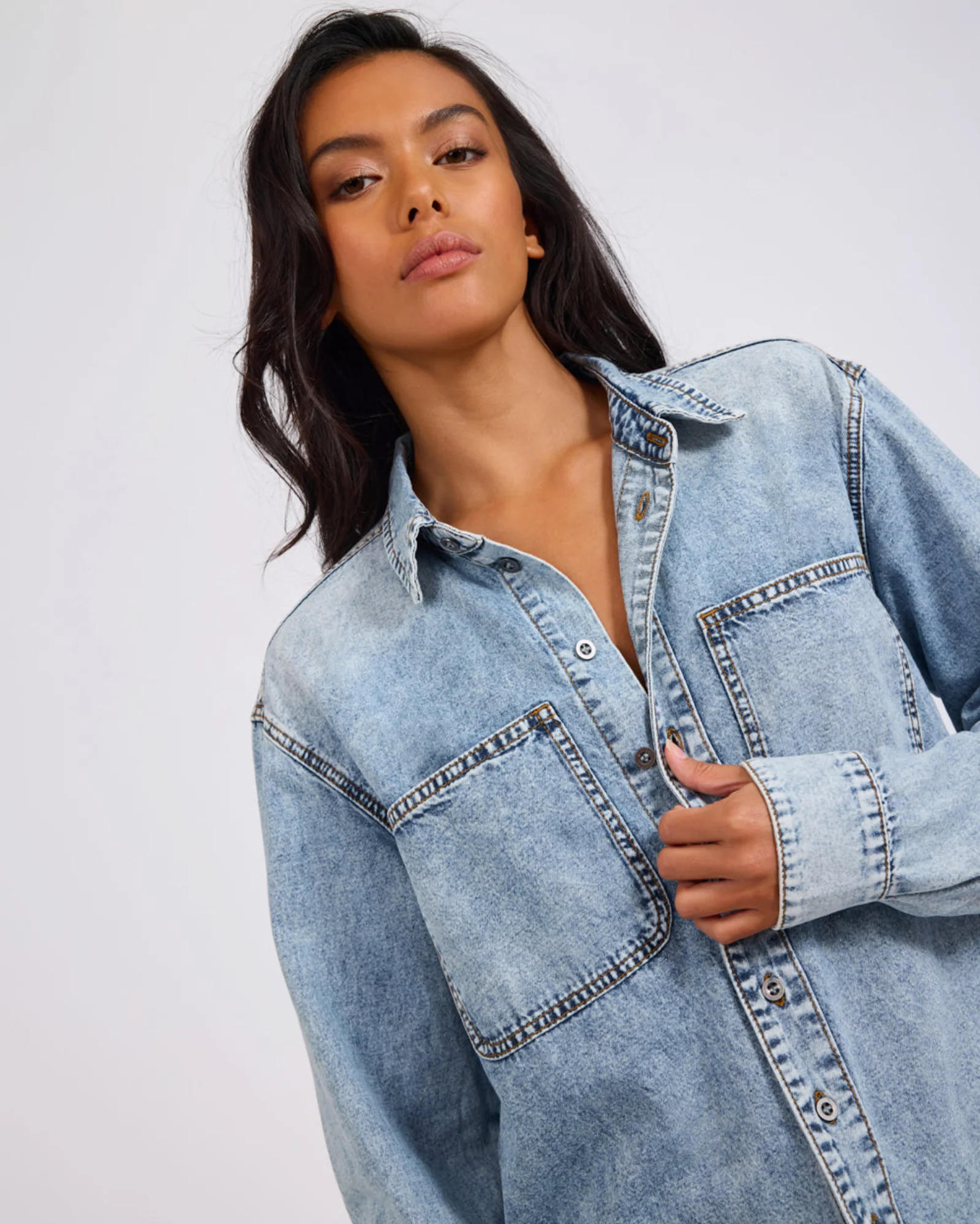 Nixie Classic Fit Denim Shirt - Acid Blue - Image 10