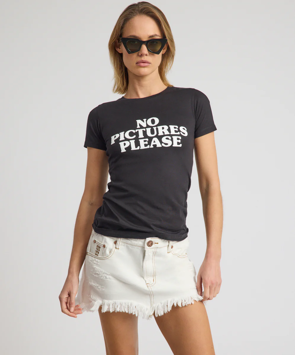 No Pictures Please Fitted Tee - Black