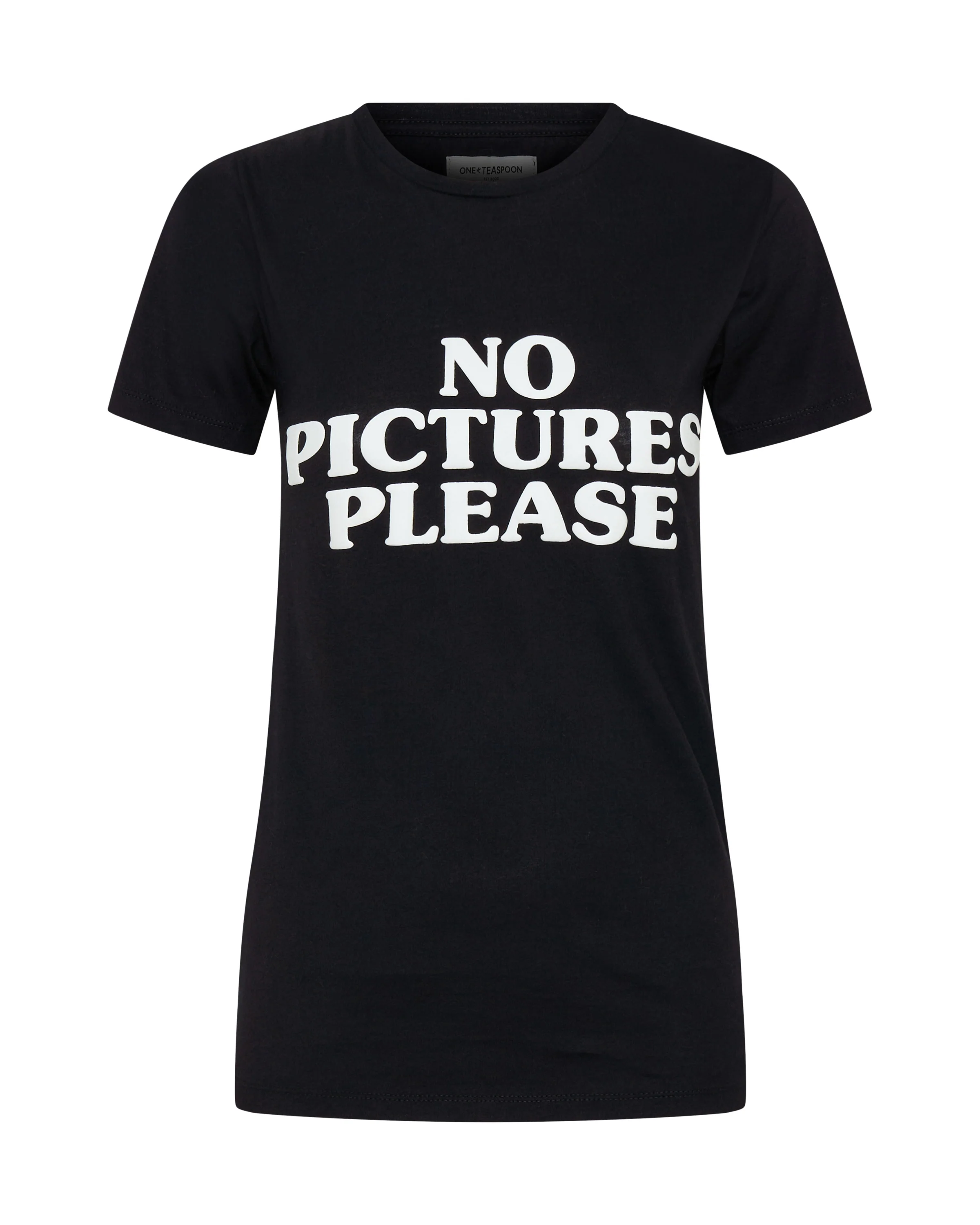 No Pictures Please Fitted Tee - Black - Image 10