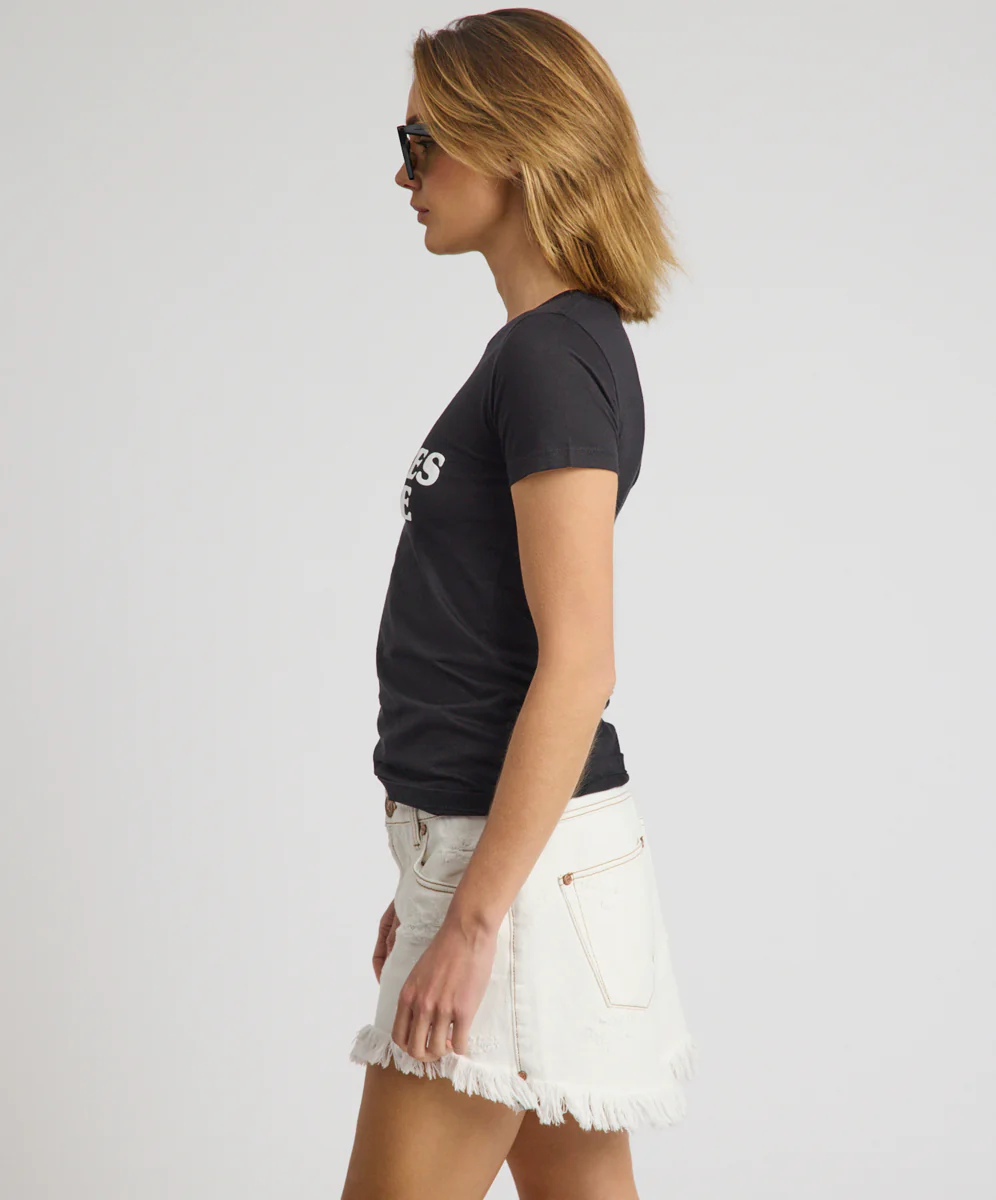No Pictures Please Fitted Tee - Black - Image 3
