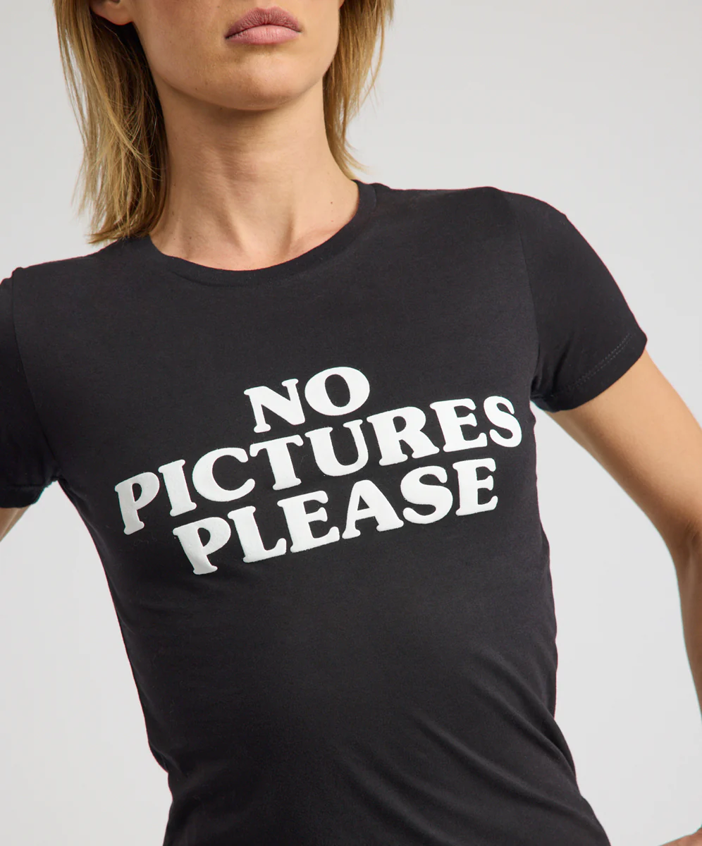 No Pictures Please Fitted Tee - Black - Image 8
