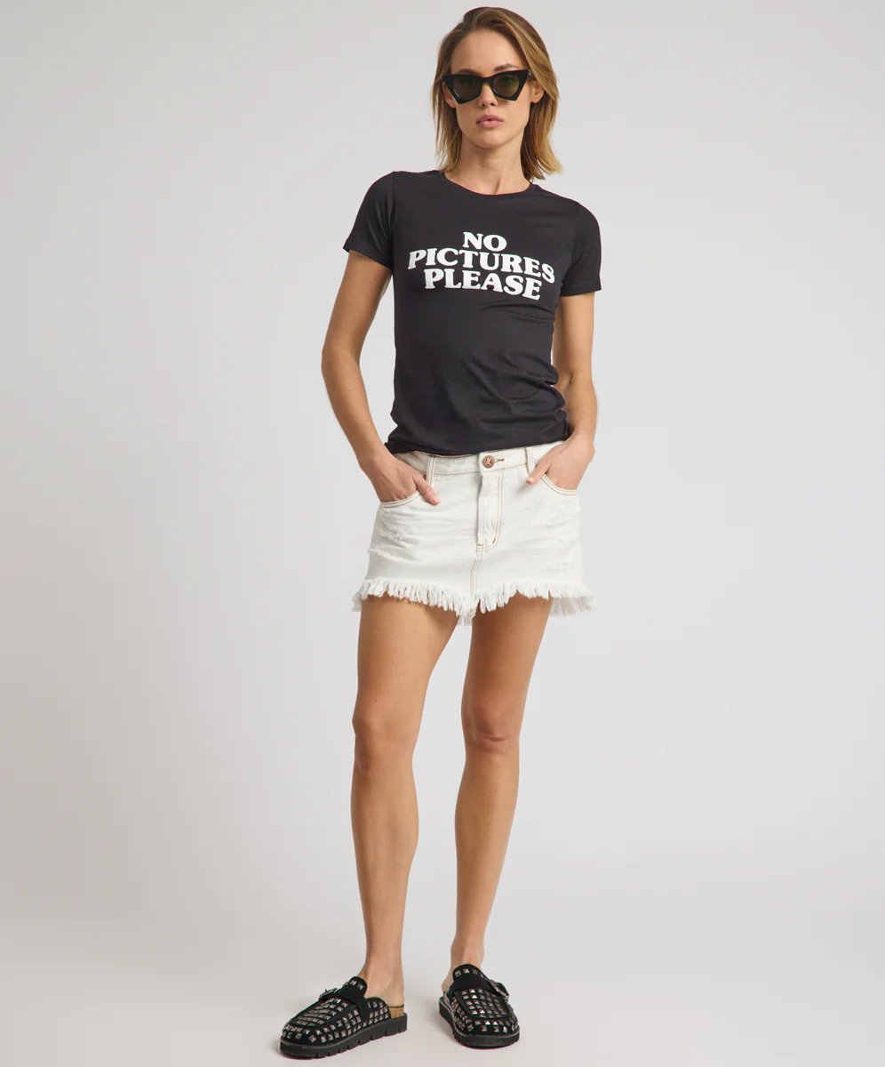 No Pictures Please Fitted Tee - Black - Image 9