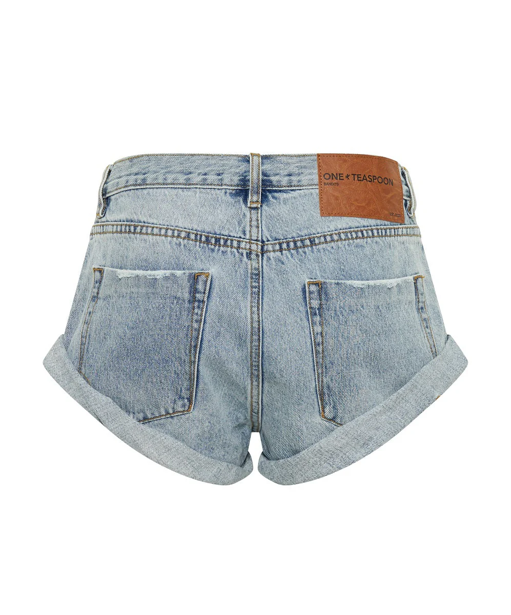 Bandits Low Waist Denim Shorts - Ocean Blue - Image 10