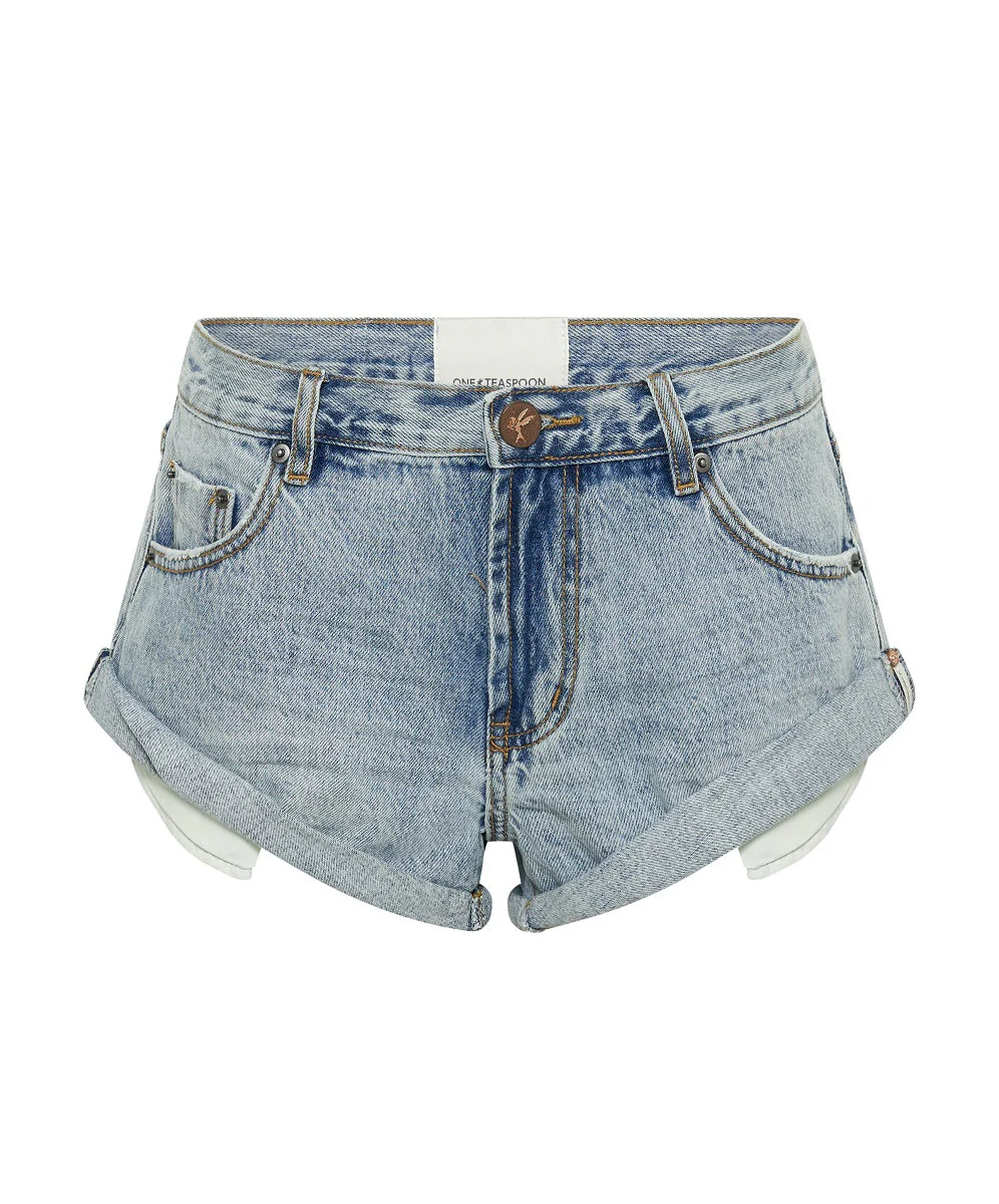 Bandits Low Waist Denim Shorts - Ocean Blue - Image 9