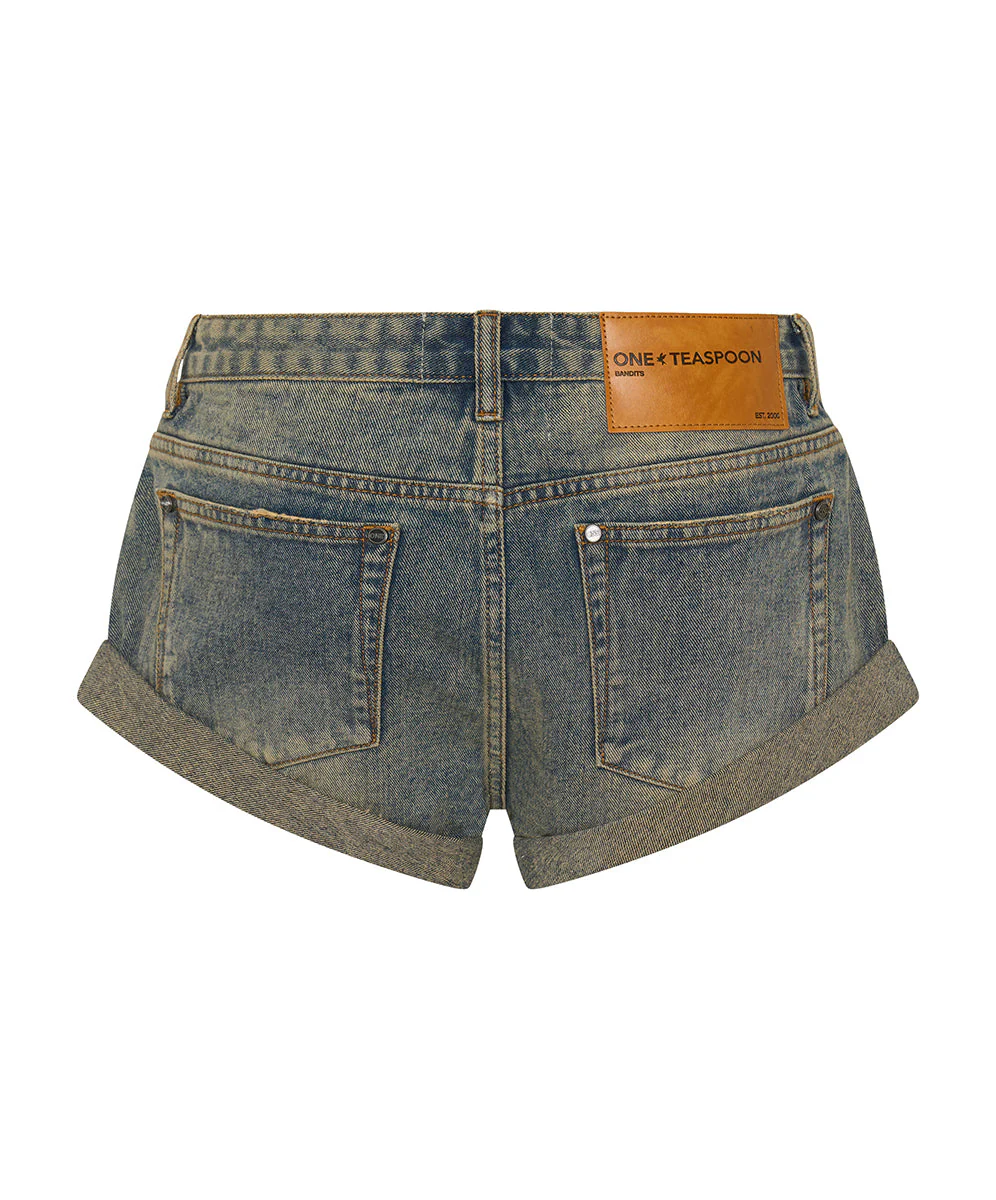 Bandits Low Waist Denim Shorts - Old Blue - Image 11
