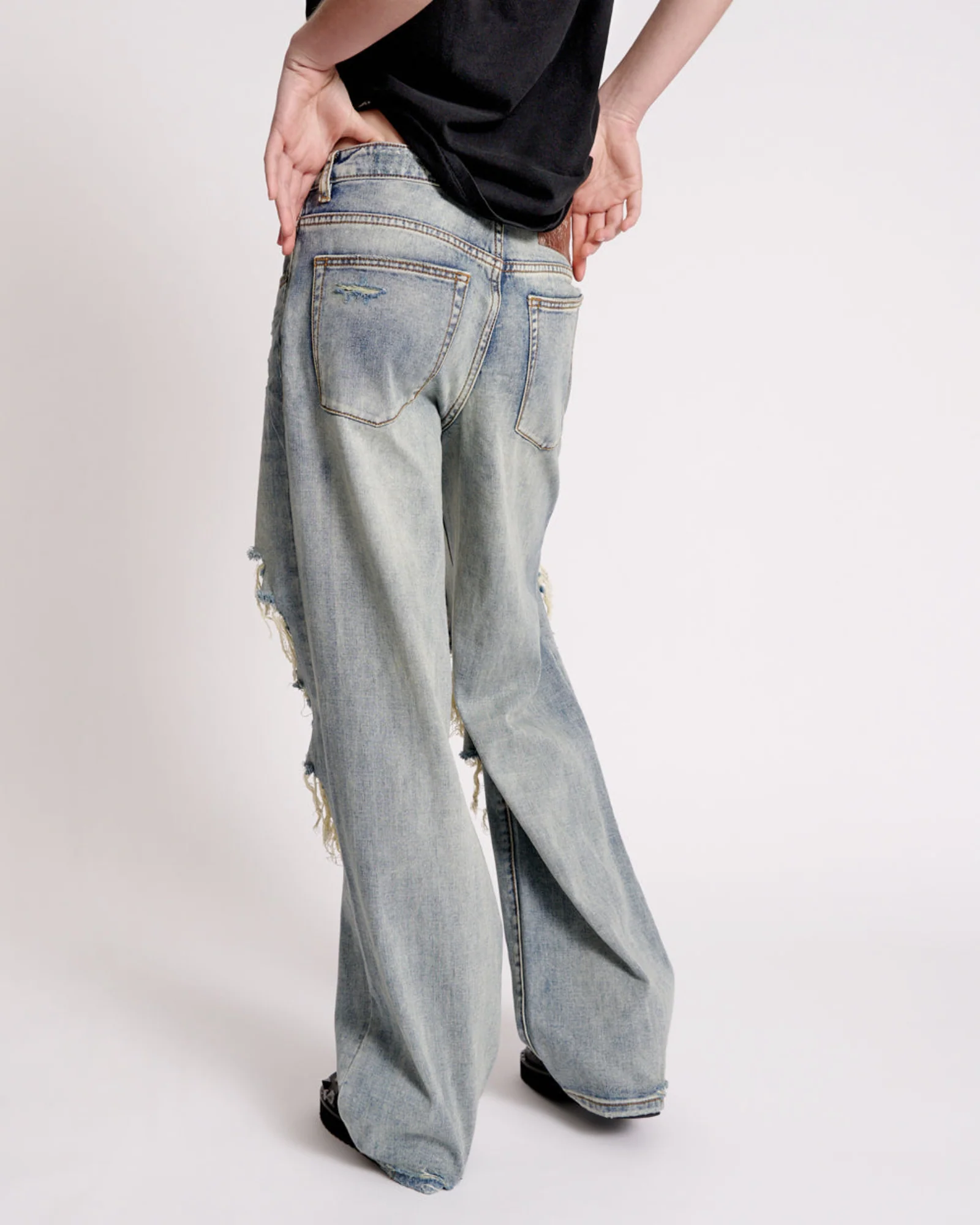 Jackson Mid Waist Wide Leg Denim Jeans - Old Blue - Image 4