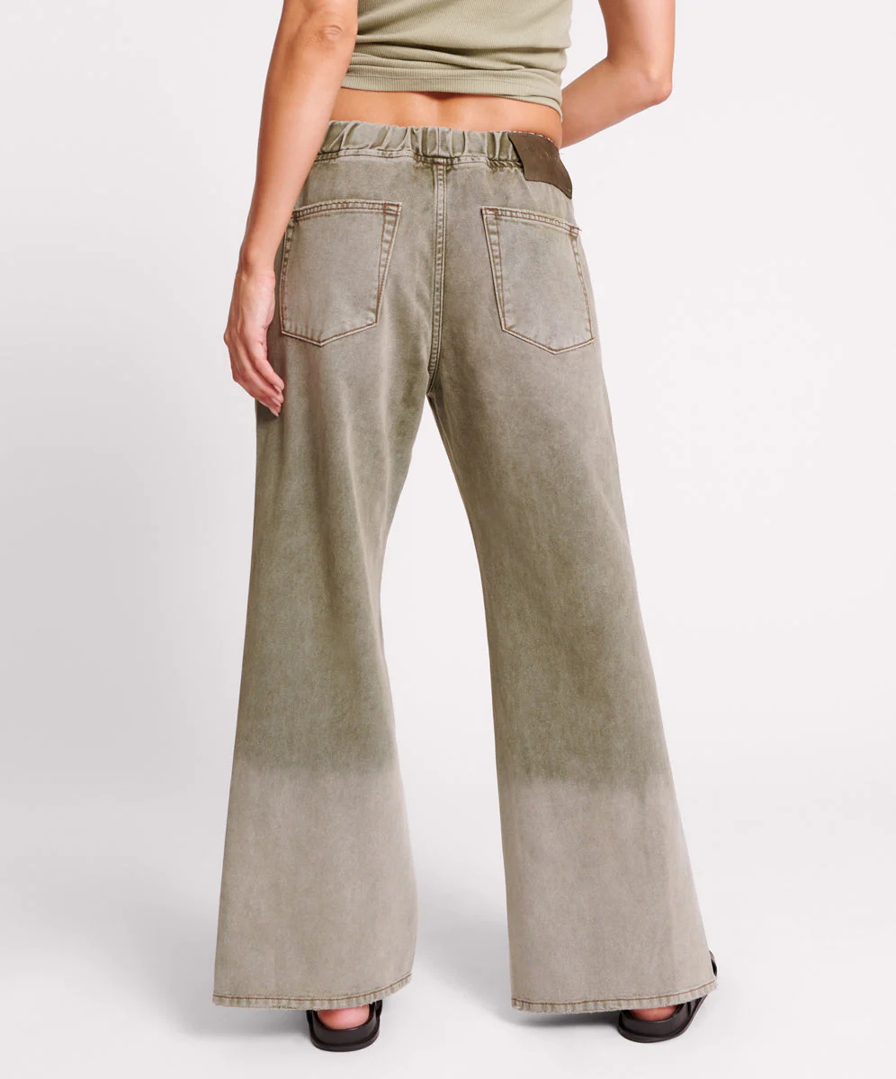 Roadhouse Wide Leg Drawstring Denim Jeans - Old Khaki - Image 4