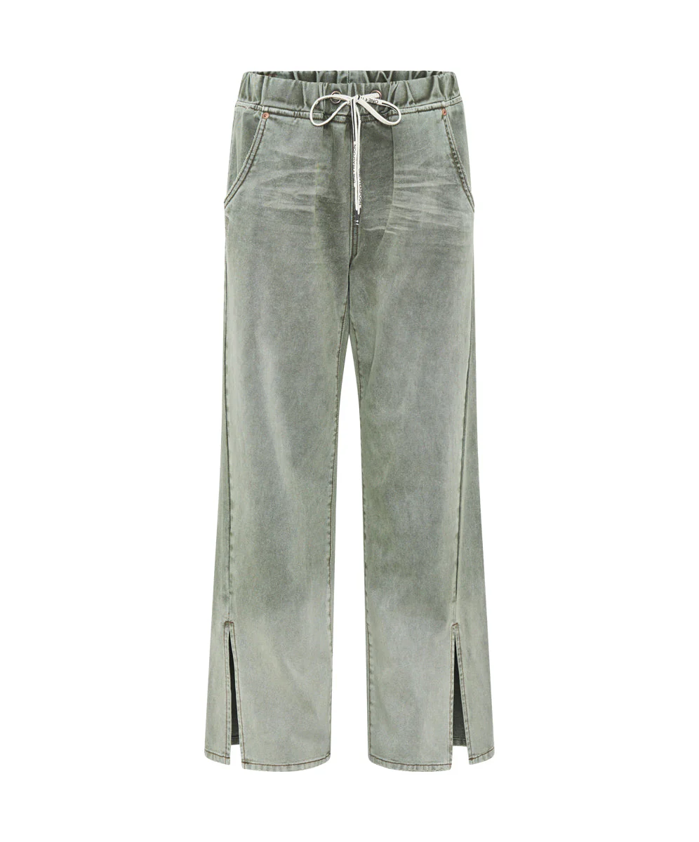 Roadhouse Wide Leg Drawstring Denim Jeans - Old Khaki - Image 6