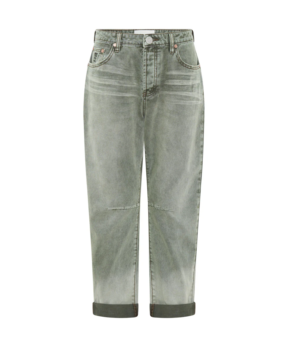 Saints Low Waist Boyfriend Denim Jeans - Old Khaki - Image 6
