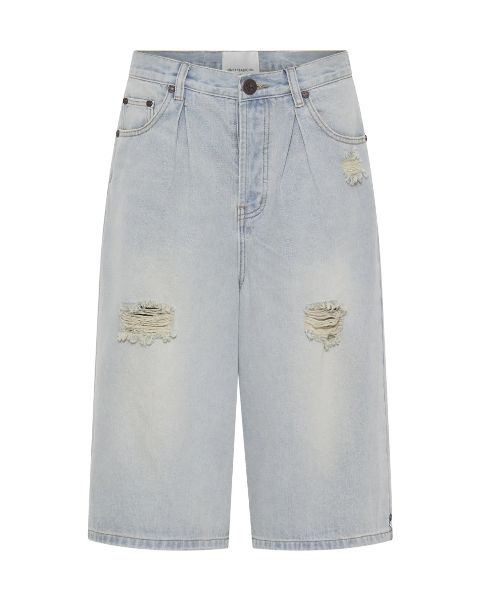 Beasties Low Waist Wide Leg Super Long Length Denim Jorts - Old West - Image 6