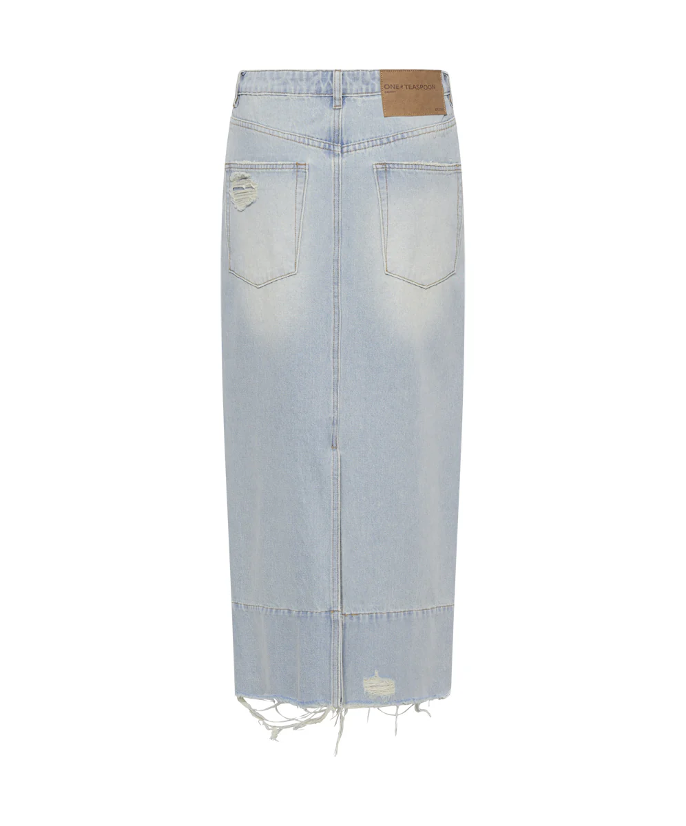 Cassidy Mid Waist Long Denim Column Denim Skirt - Old West - Image 7