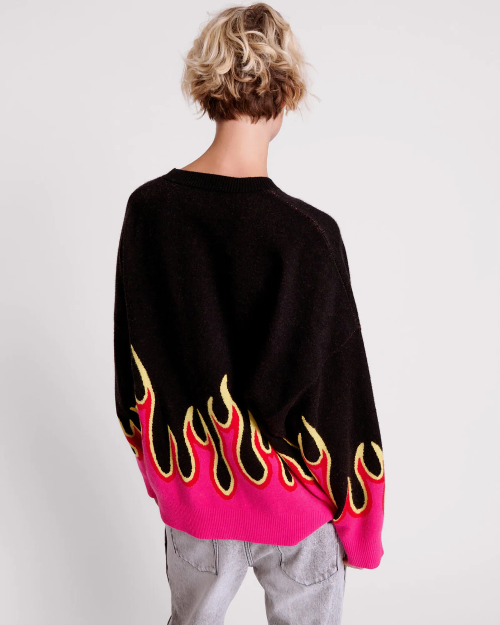 On Fire Intarsia Sweater - Black - Image 3