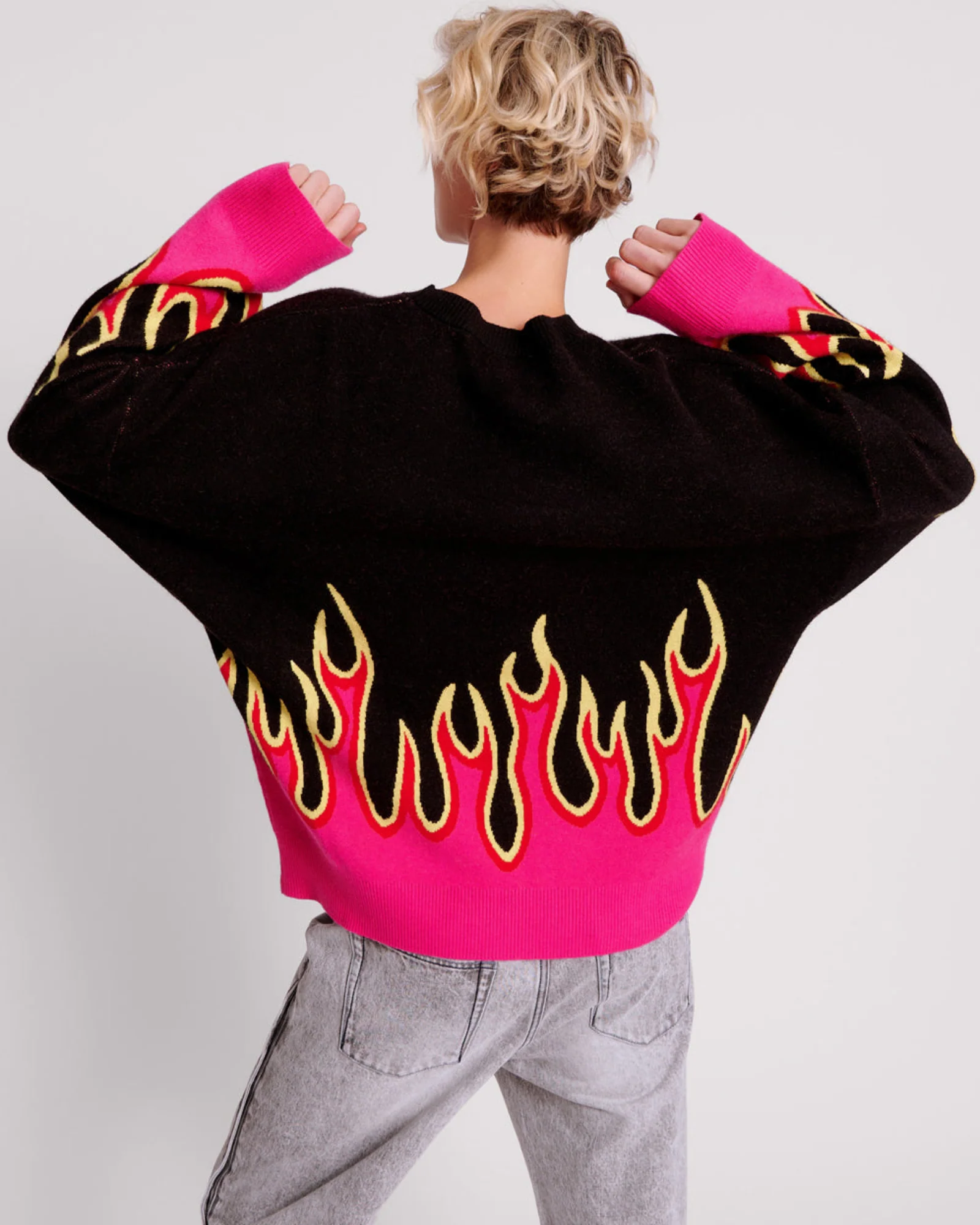 On Fire Intarsia Sweater - Black - Image 4