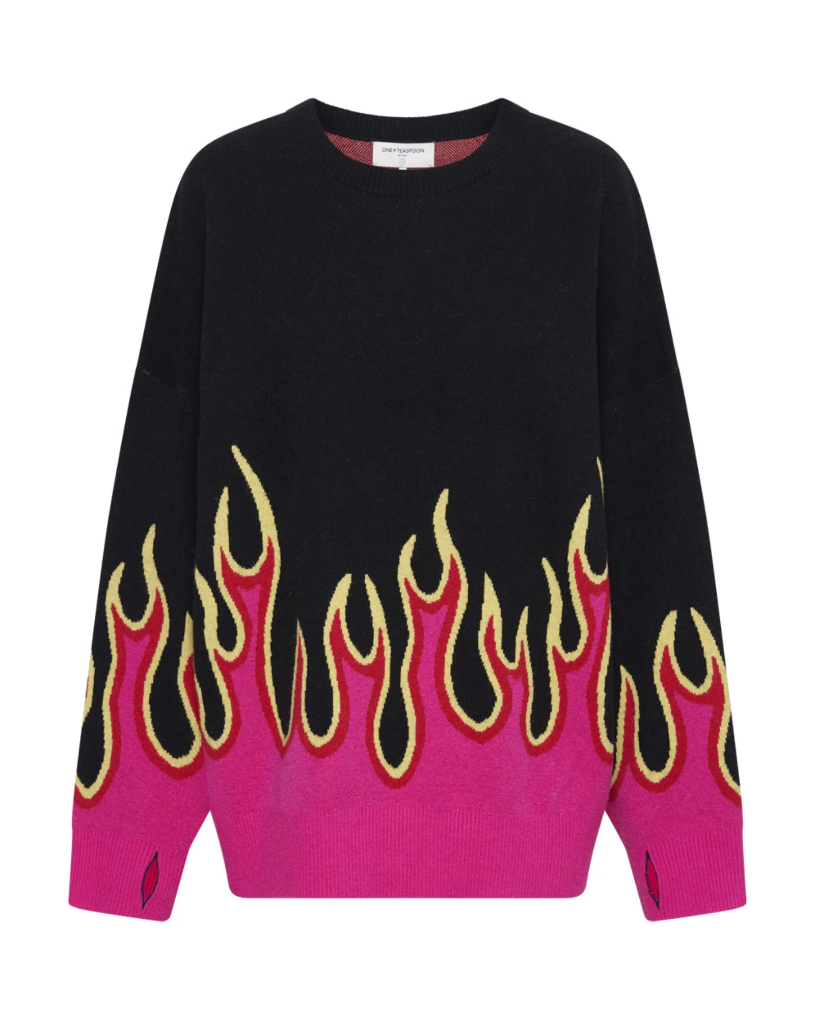 On Fire Intarsia Sweater - Black - Image 6