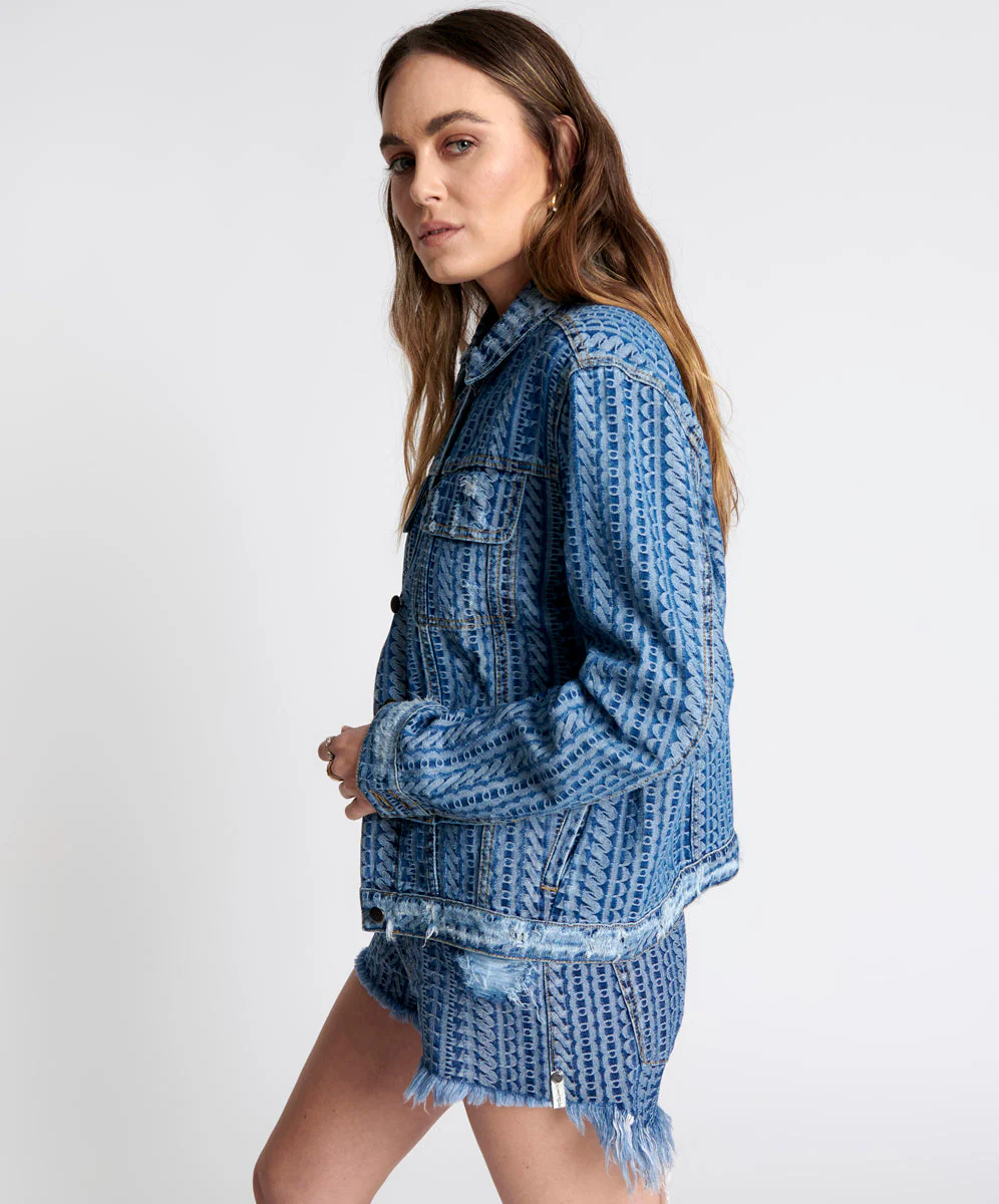 On Repeat Denim Trucker Jacket - Dark Blue - Image 2