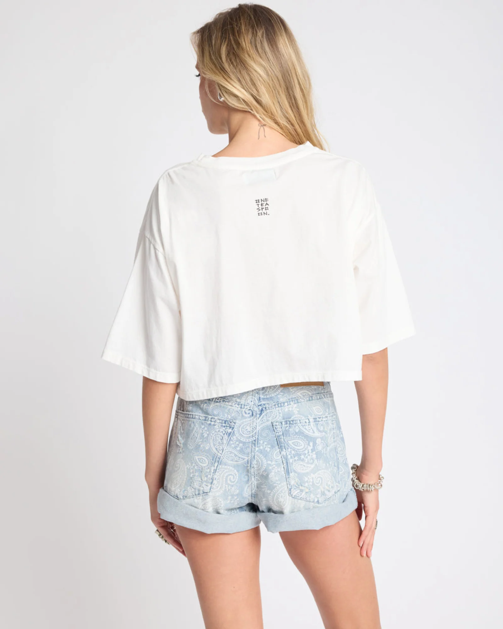 One Logo Boxy Crop Tee - Ivory - Image 4