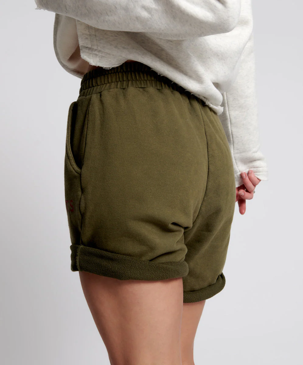 O.T.S. High Waist Kick Shorts - Khaki - Image 3