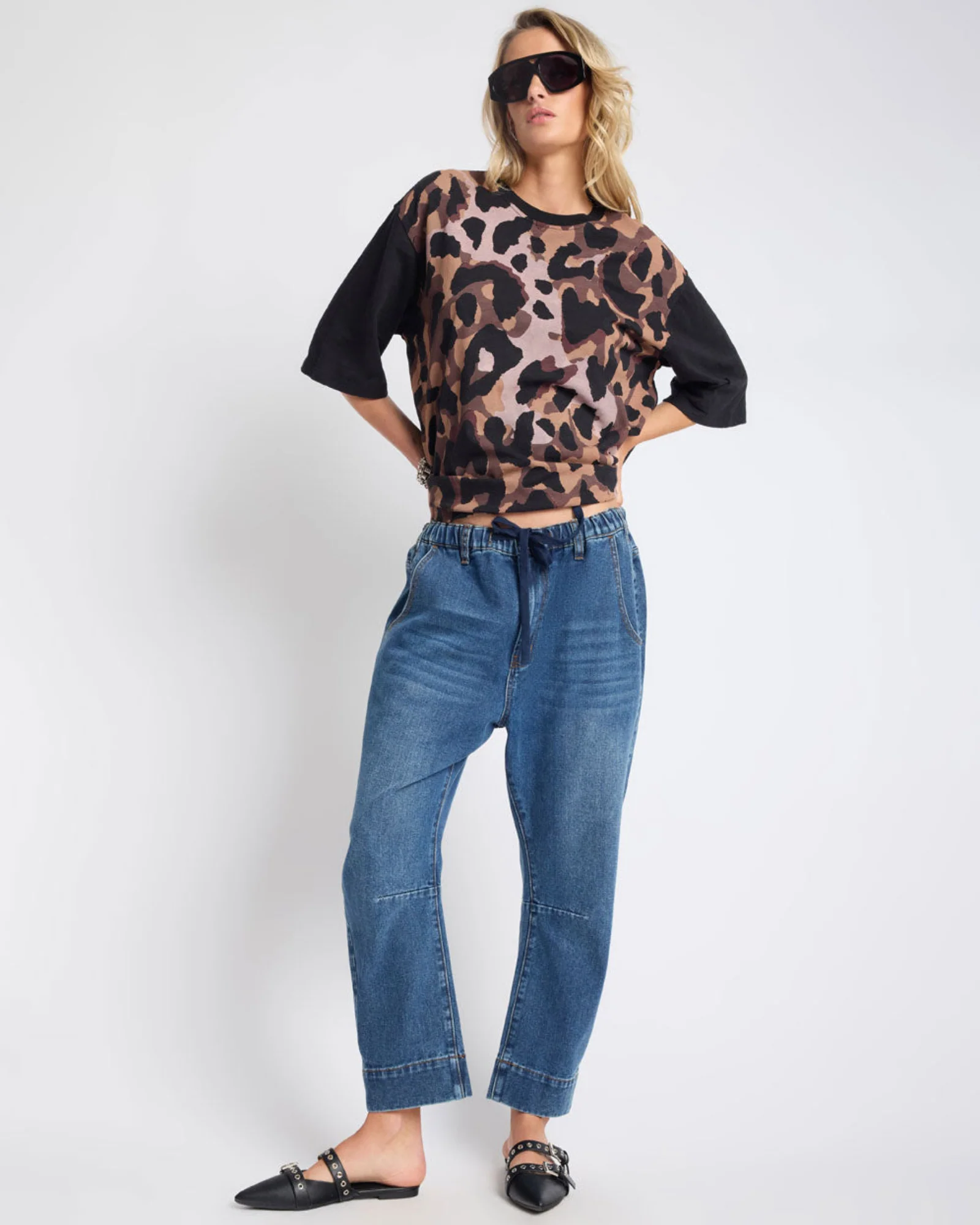 Outcasts Low Waist Drop Crotch Harem Denim Jeans - Rodeo Blue