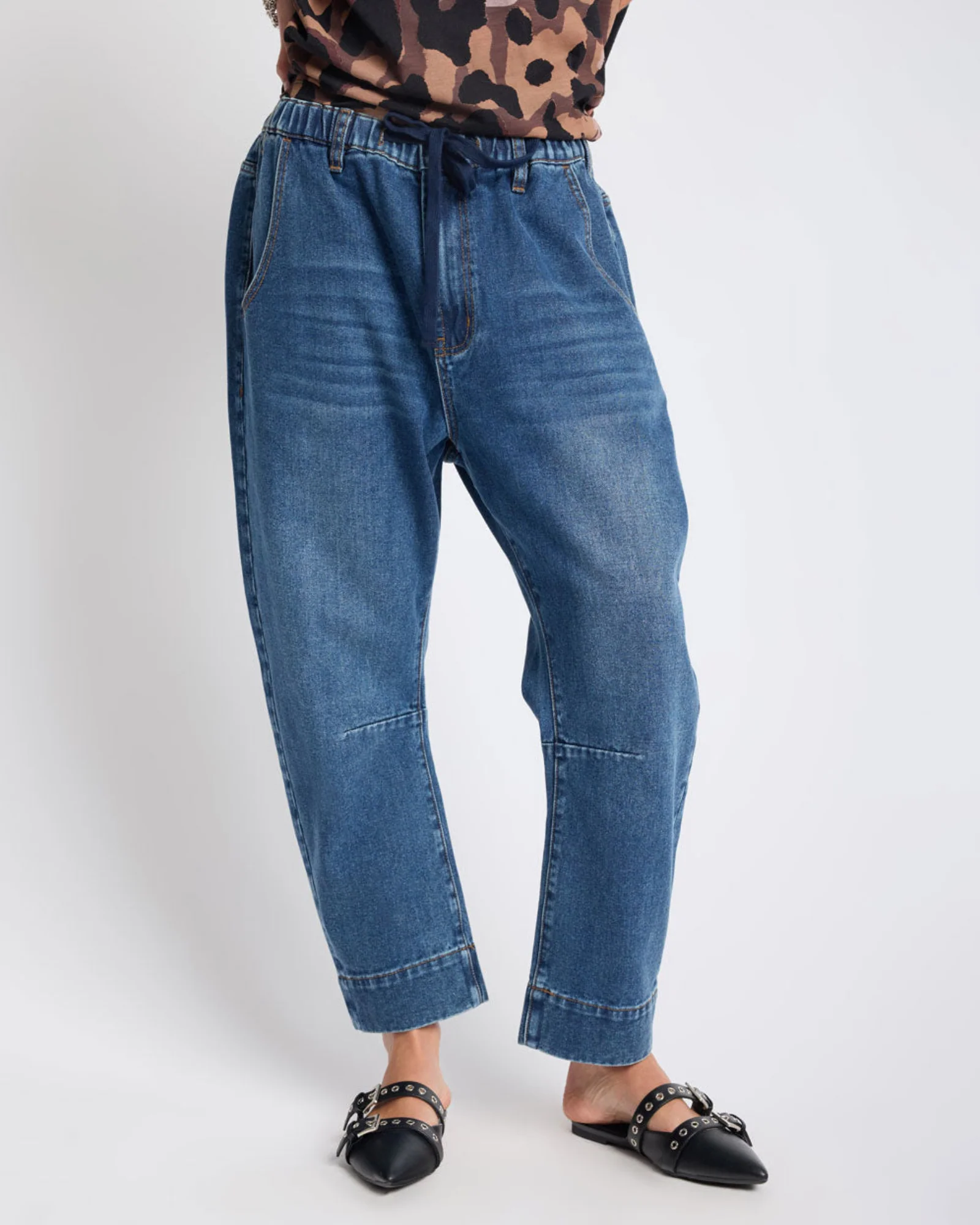 Outcasts Low Waist Drop Crotch Harem Denim Jeans - Rodeo Blue - Image 2